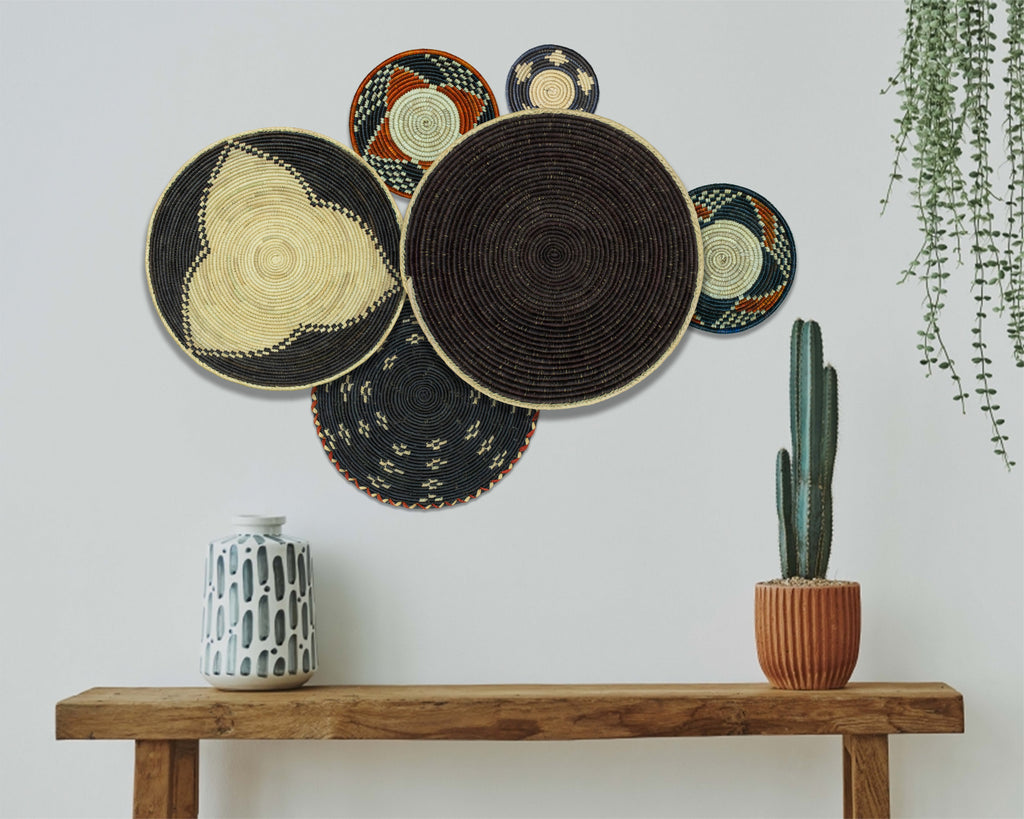 Set of 6 Handwoven wall baskets SET-273-6 N