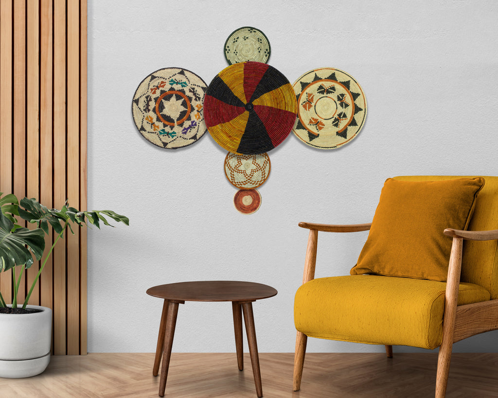 Set of 6 Handwoven wall baskets SET-298-6 N