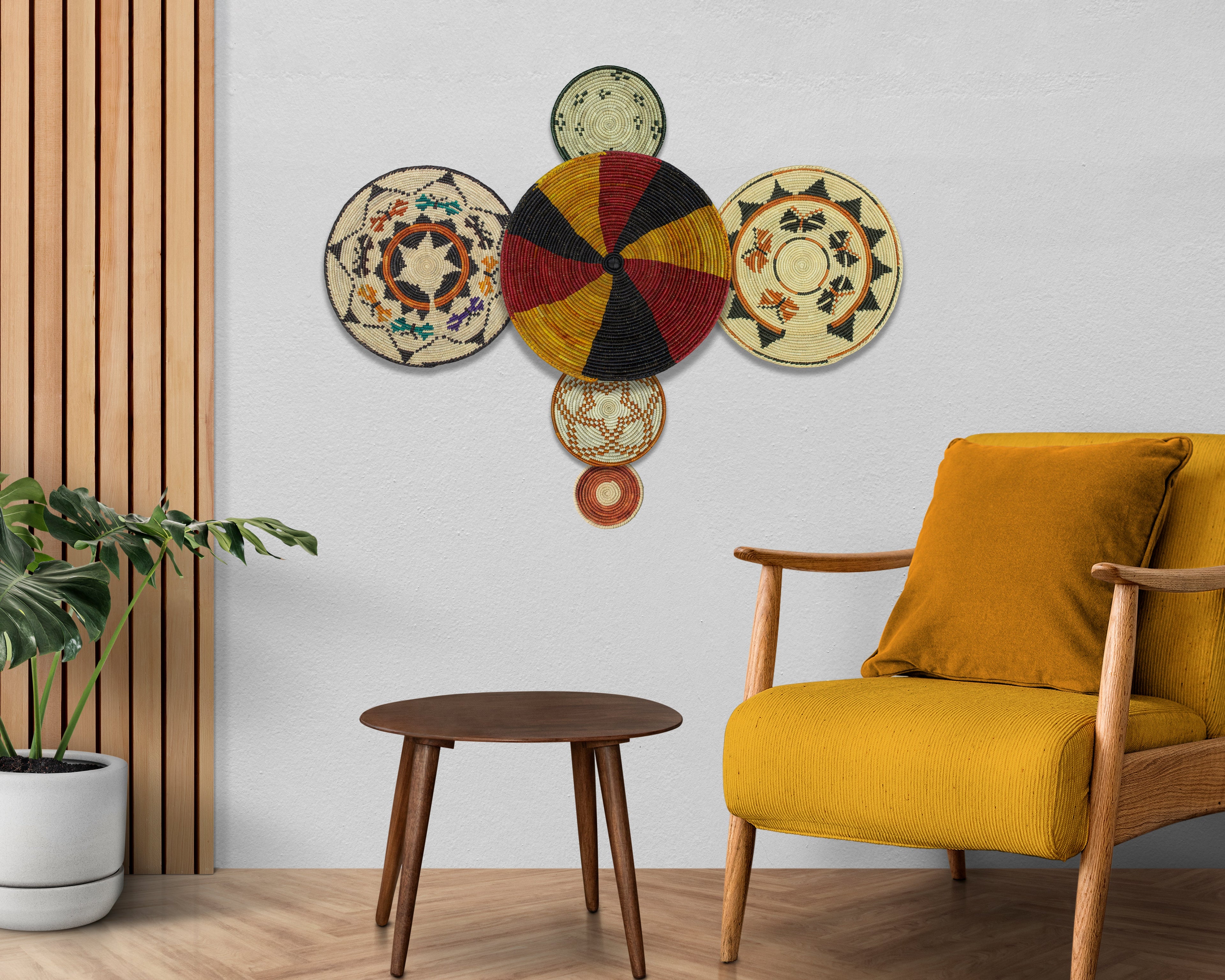 Set of 6 Handwoven wall baskets SET-298-6 N