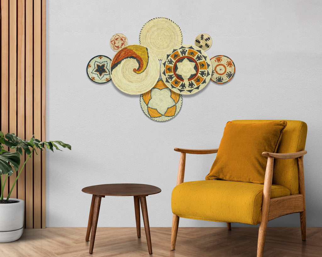 Set of 8 Handwoven wall baskets SET-250-8 N