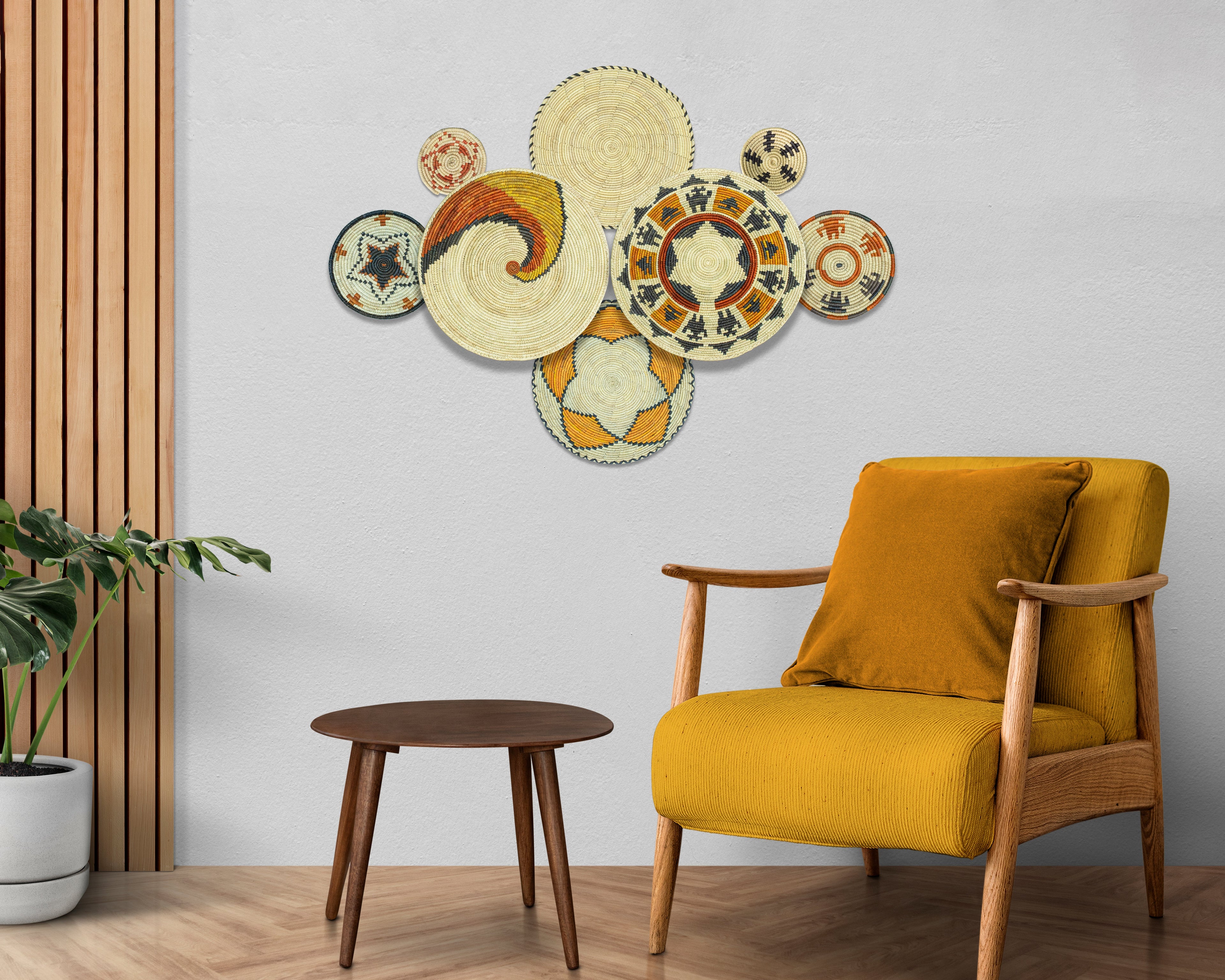 Set of 8 Handwoven wall baskets SET-250-8 N