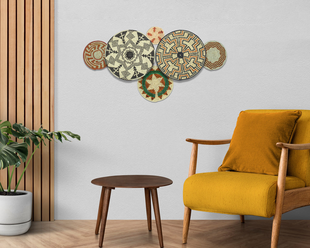 Set of 6 Handwoven wall baskets SET-295-6 N