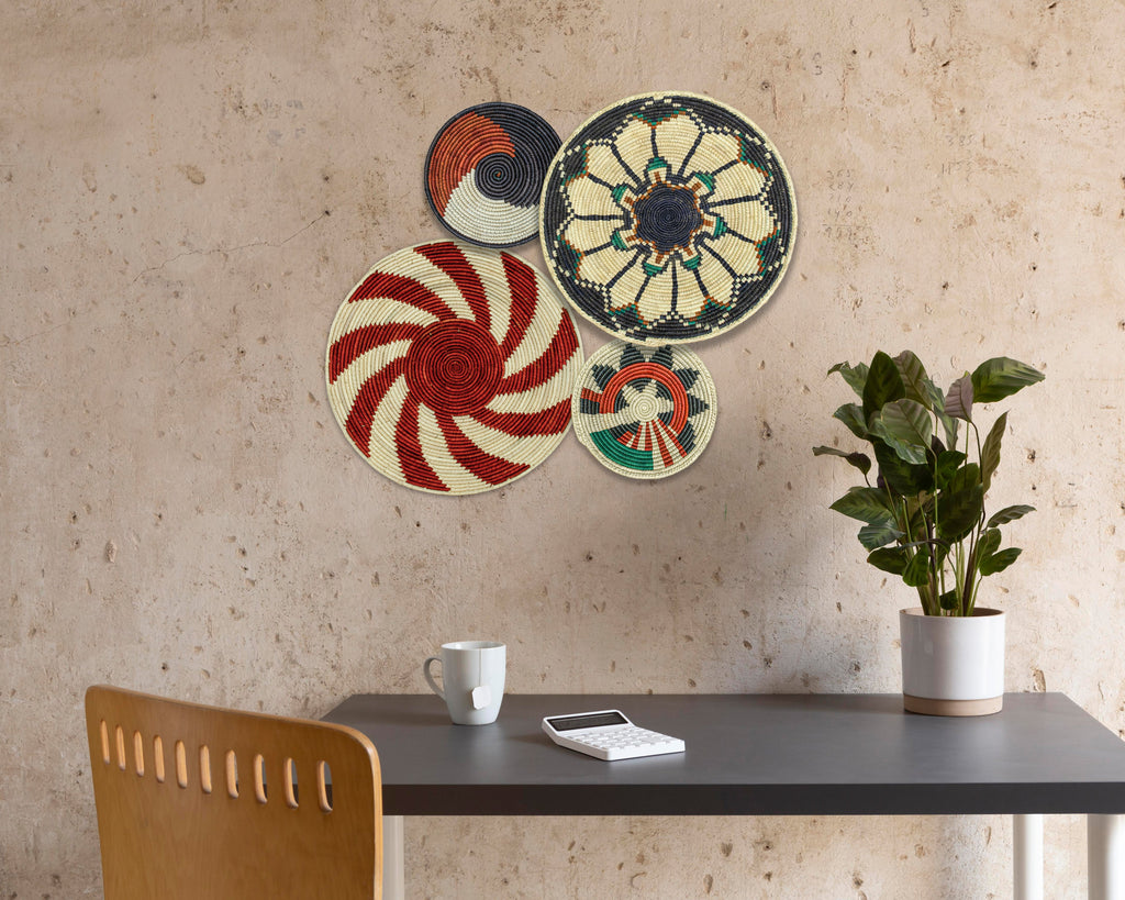 Set of 4 Handwoven wall baskets SET-230-4 N