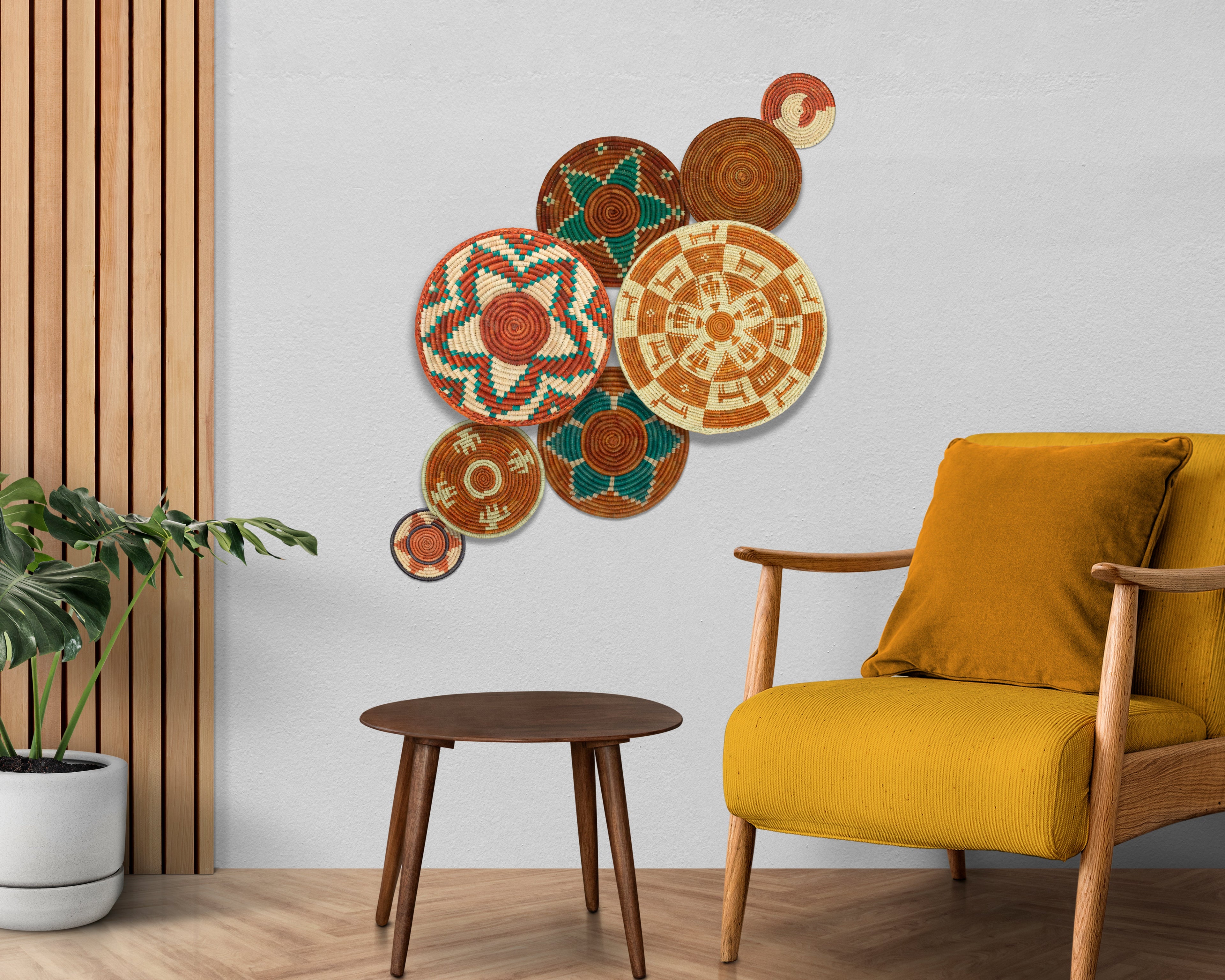 Set of 8 Handwoven wall baskets SET-338-8 N