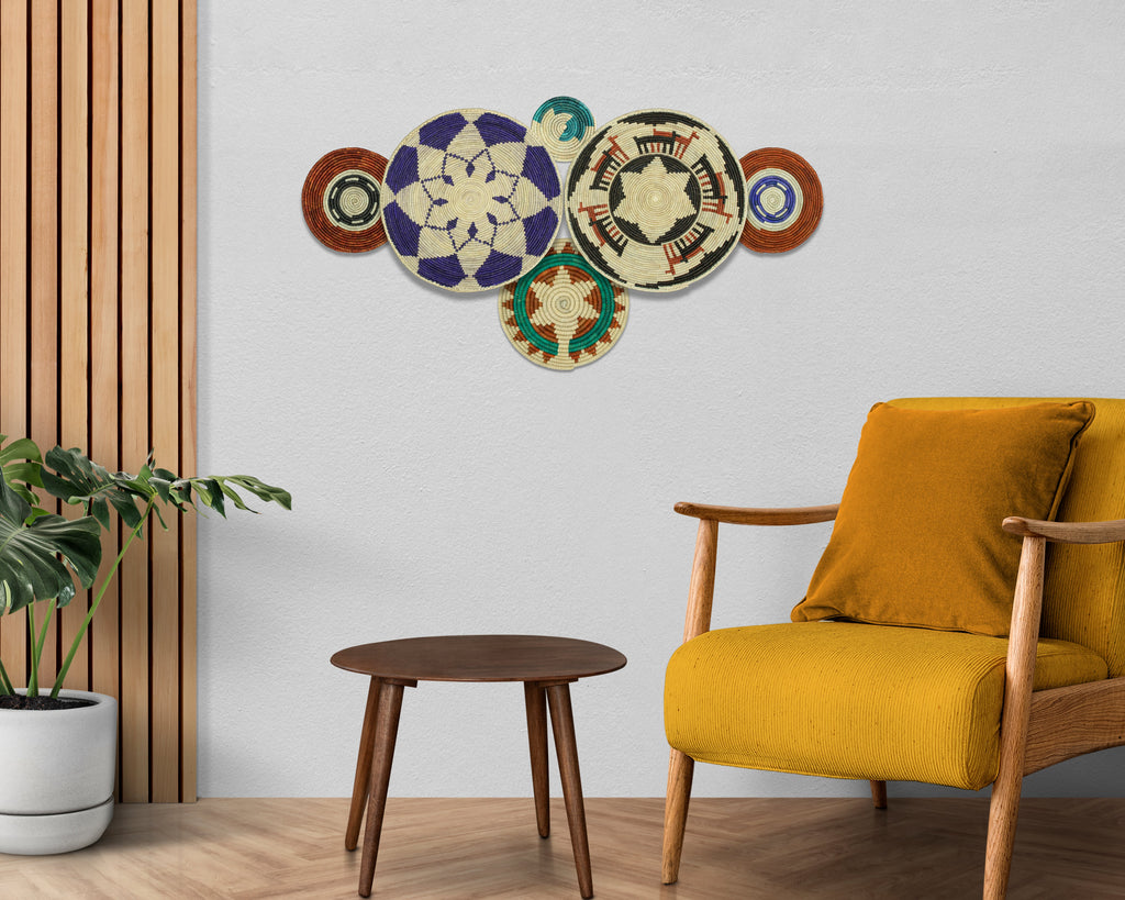 Set of 6 Handwoven wall baskets SET-293-6 N