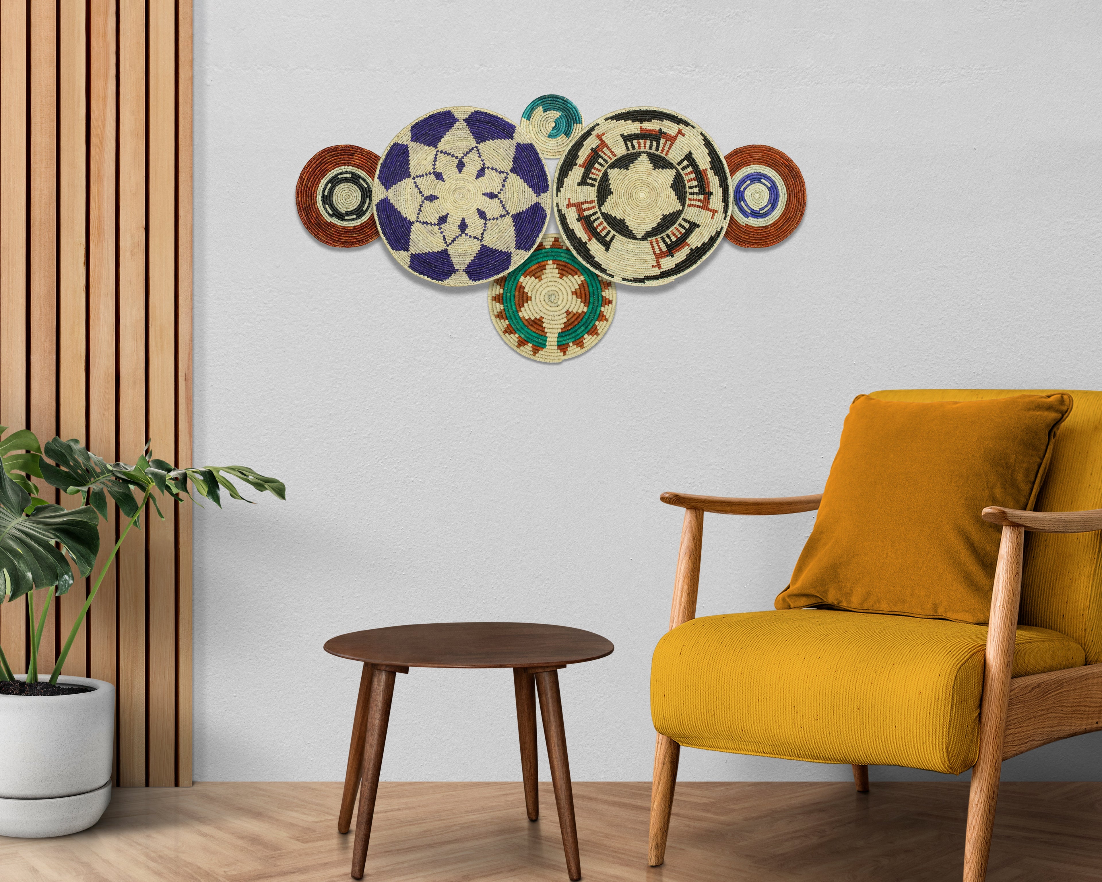 Set of 6 Handwoven wall baskets SET-293-6 N