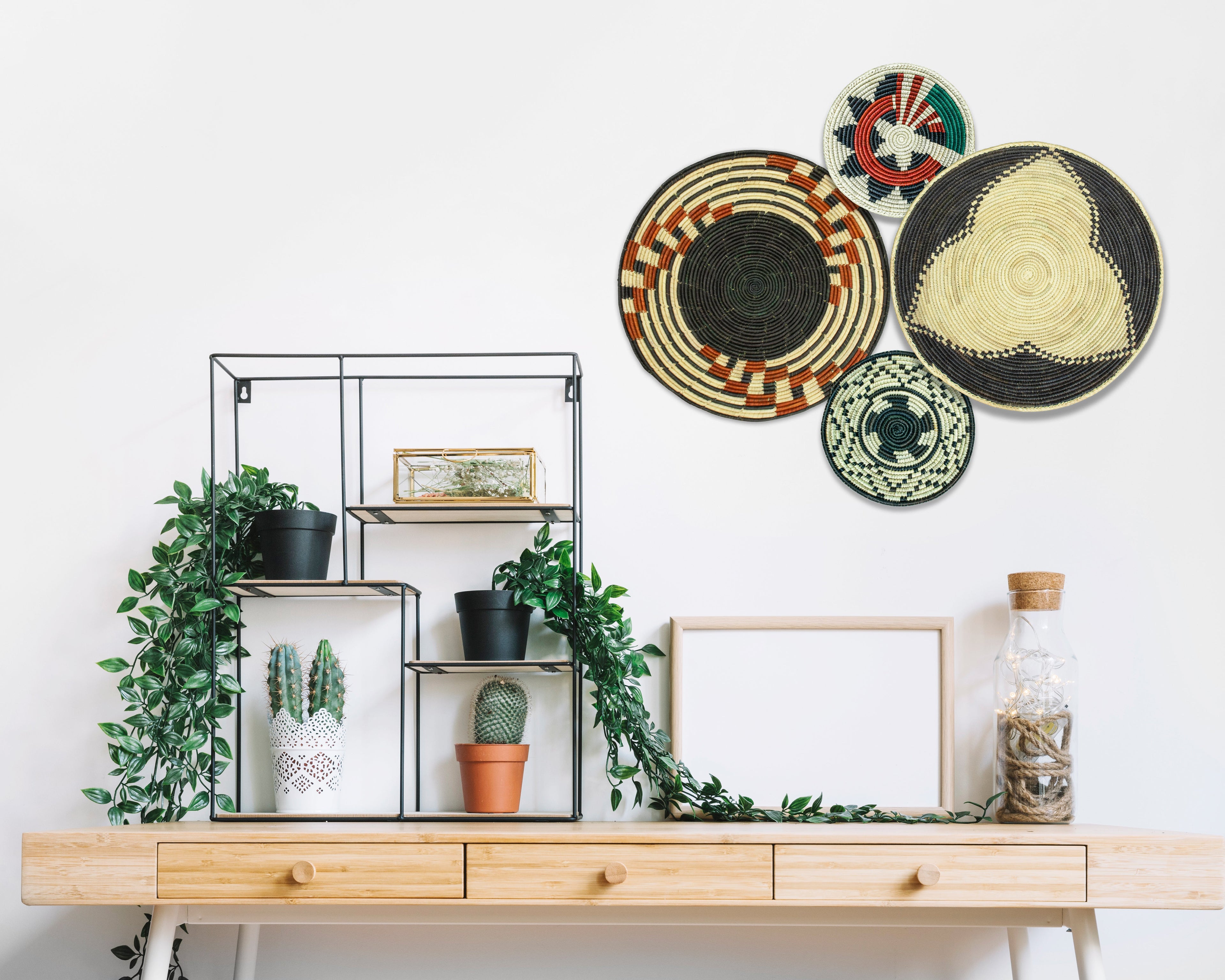 Set of 4 Handwoven wall baskets SET-232-4 N