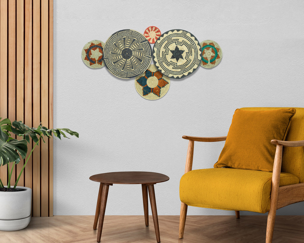 Set of 6 Handwoven wall baskets SET-294-6 N