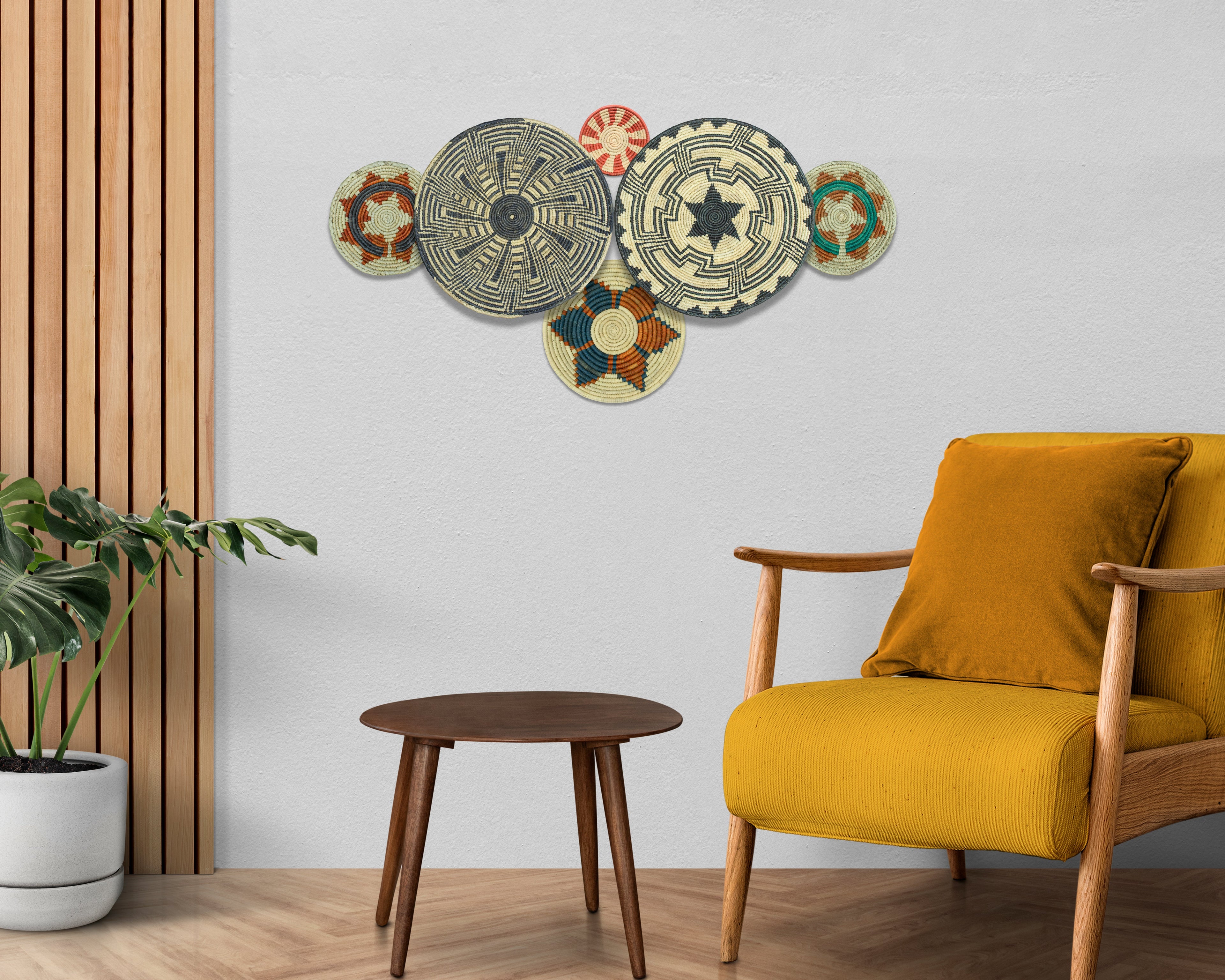 Set of 6 Handwoven wall baskets SET-294-6 N