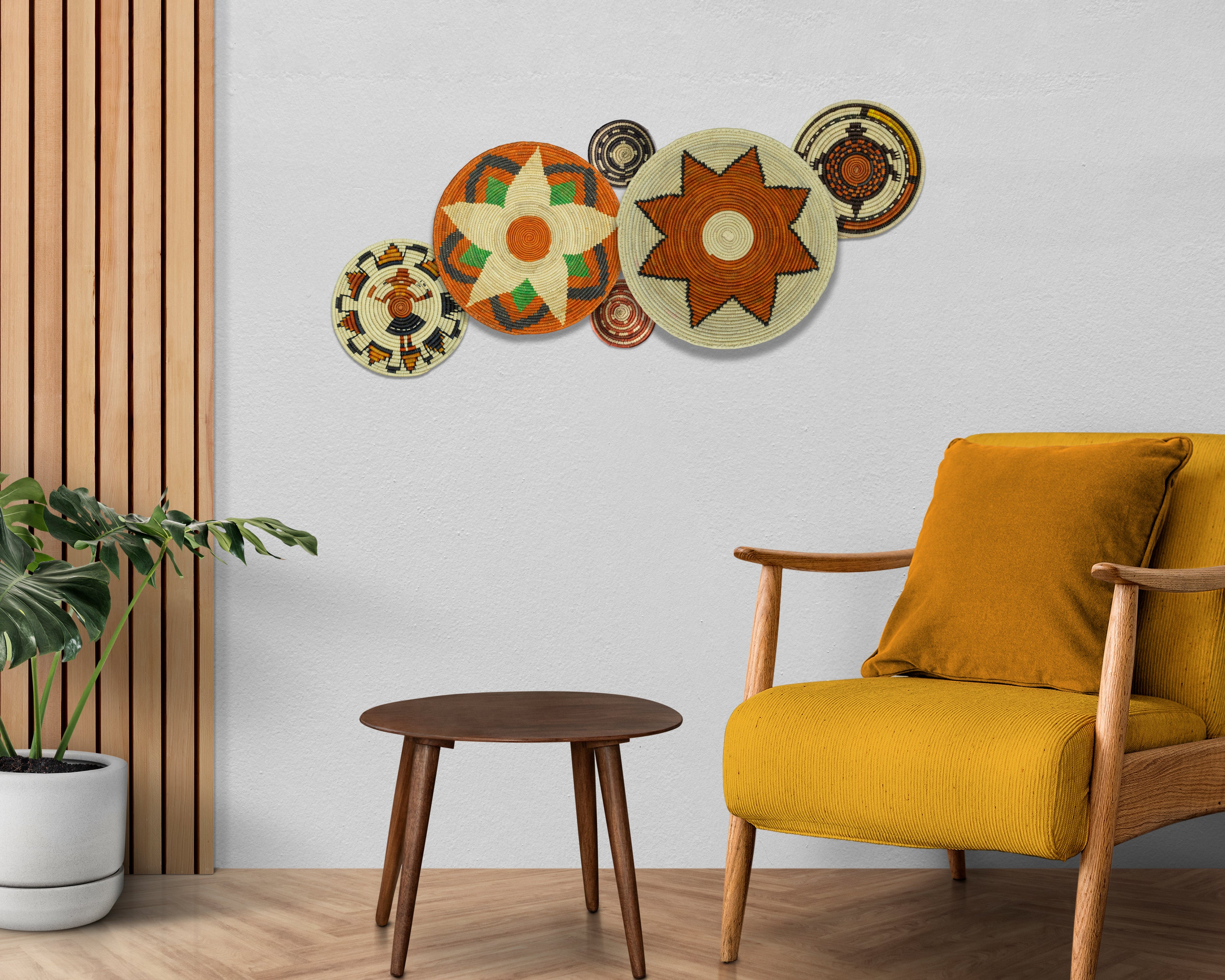 Set of 6 Handwoven wall baskets SET-300-6 N