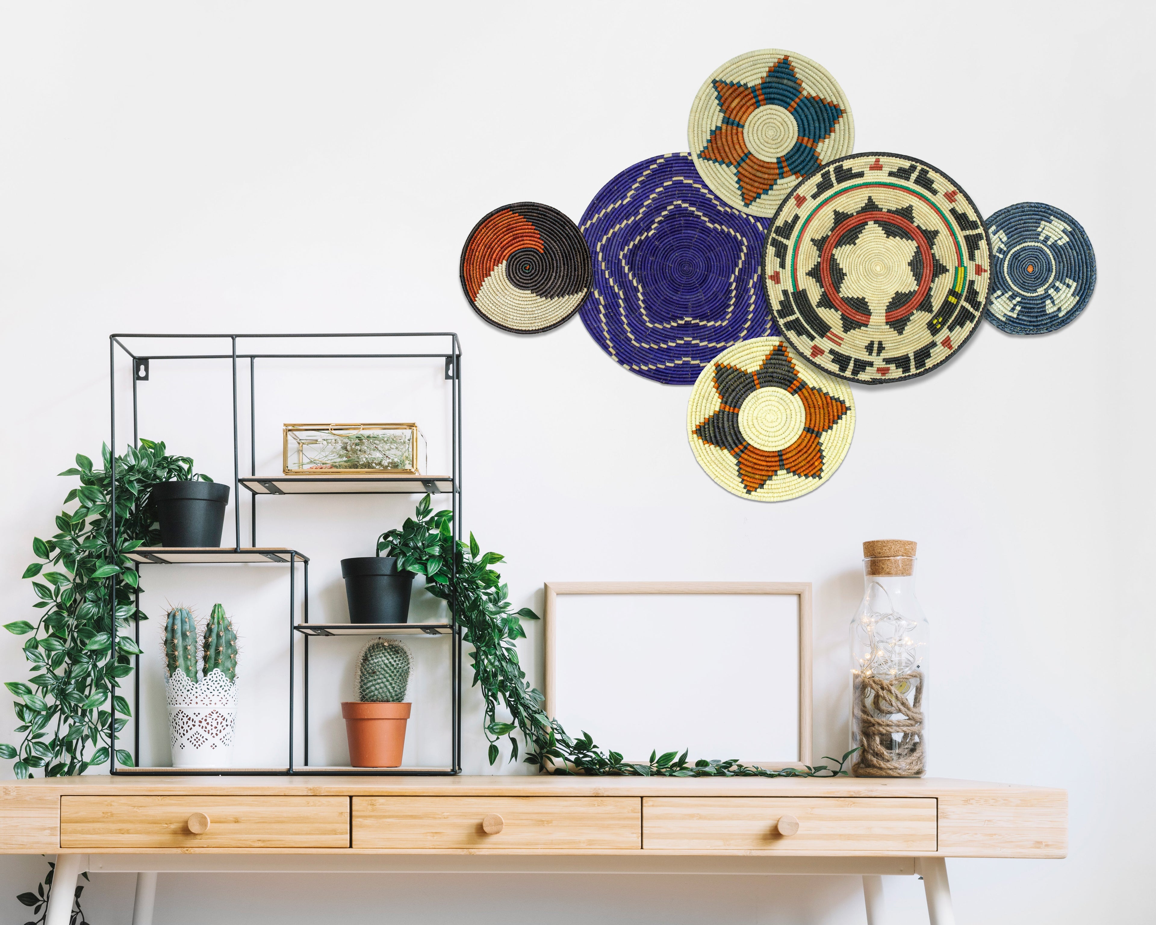 Set of 6 Handwoven wall baskets SET-282-6 N