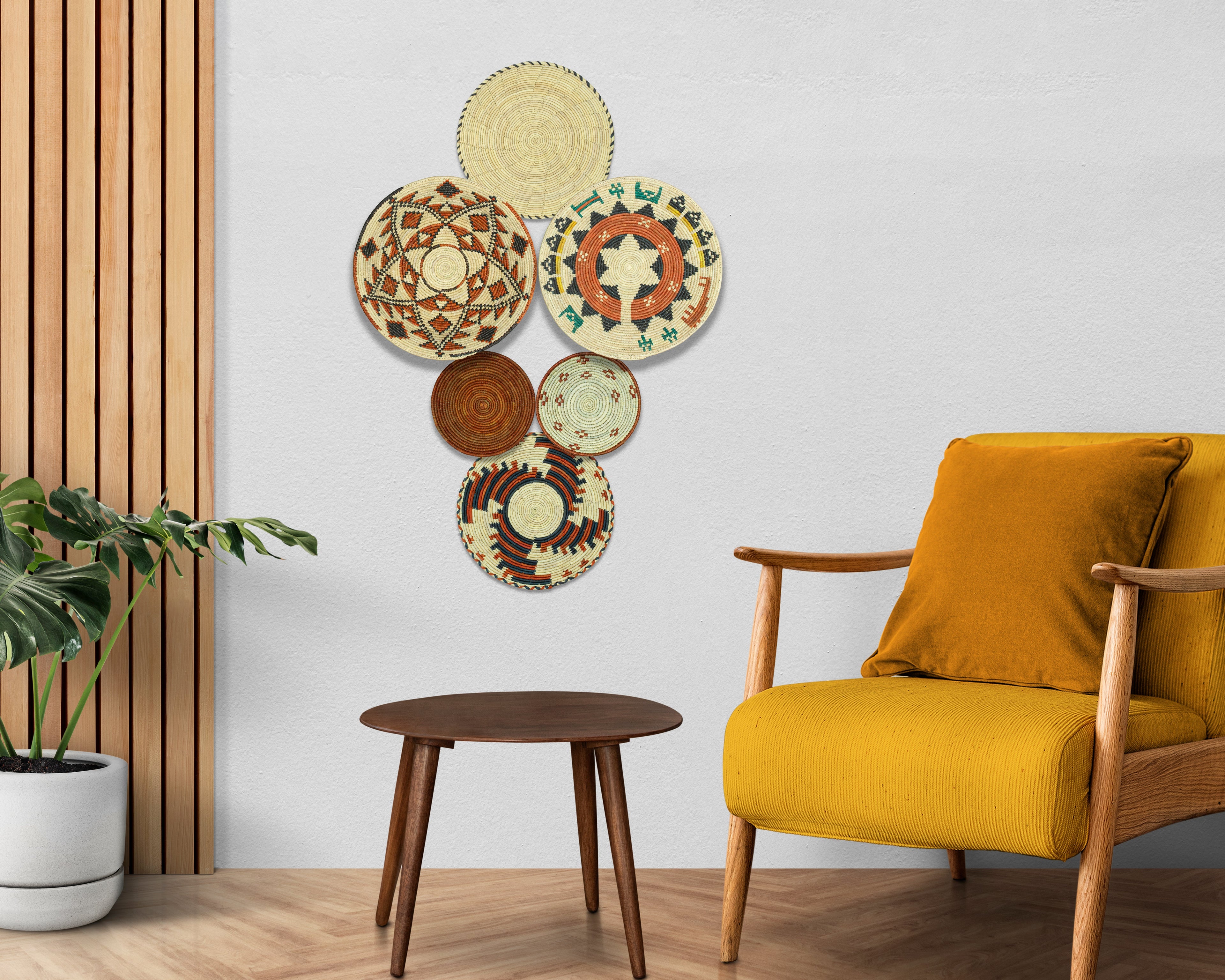 Set of 6 Handwoven wall baskets SET-383-6 N