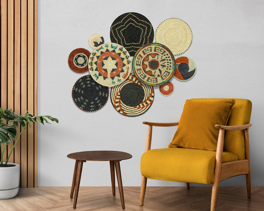 Set of 10 Handwoven wall baskets SET-411-10 N