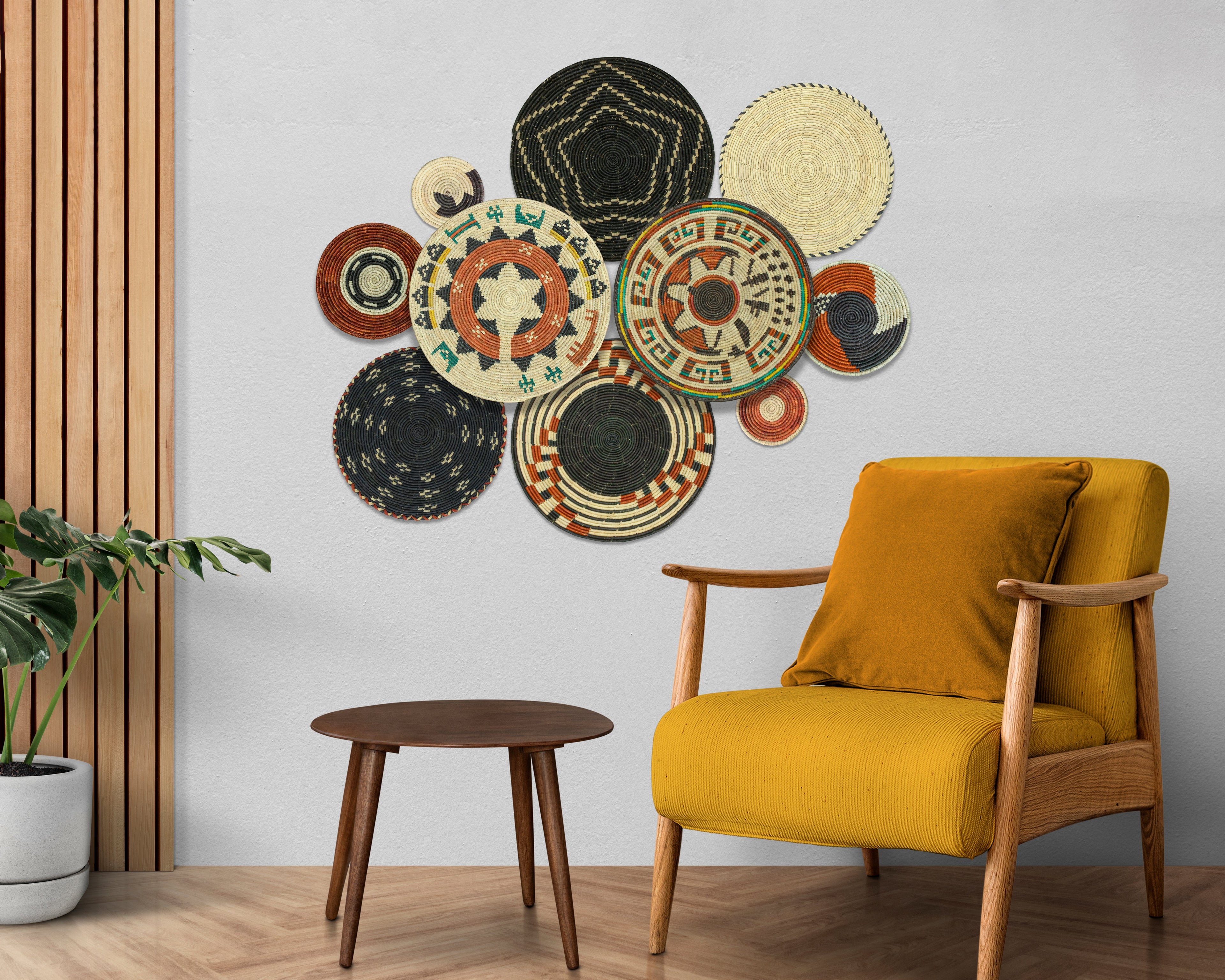 Set of 10 Handwoven wall baskets SET-411-10 N