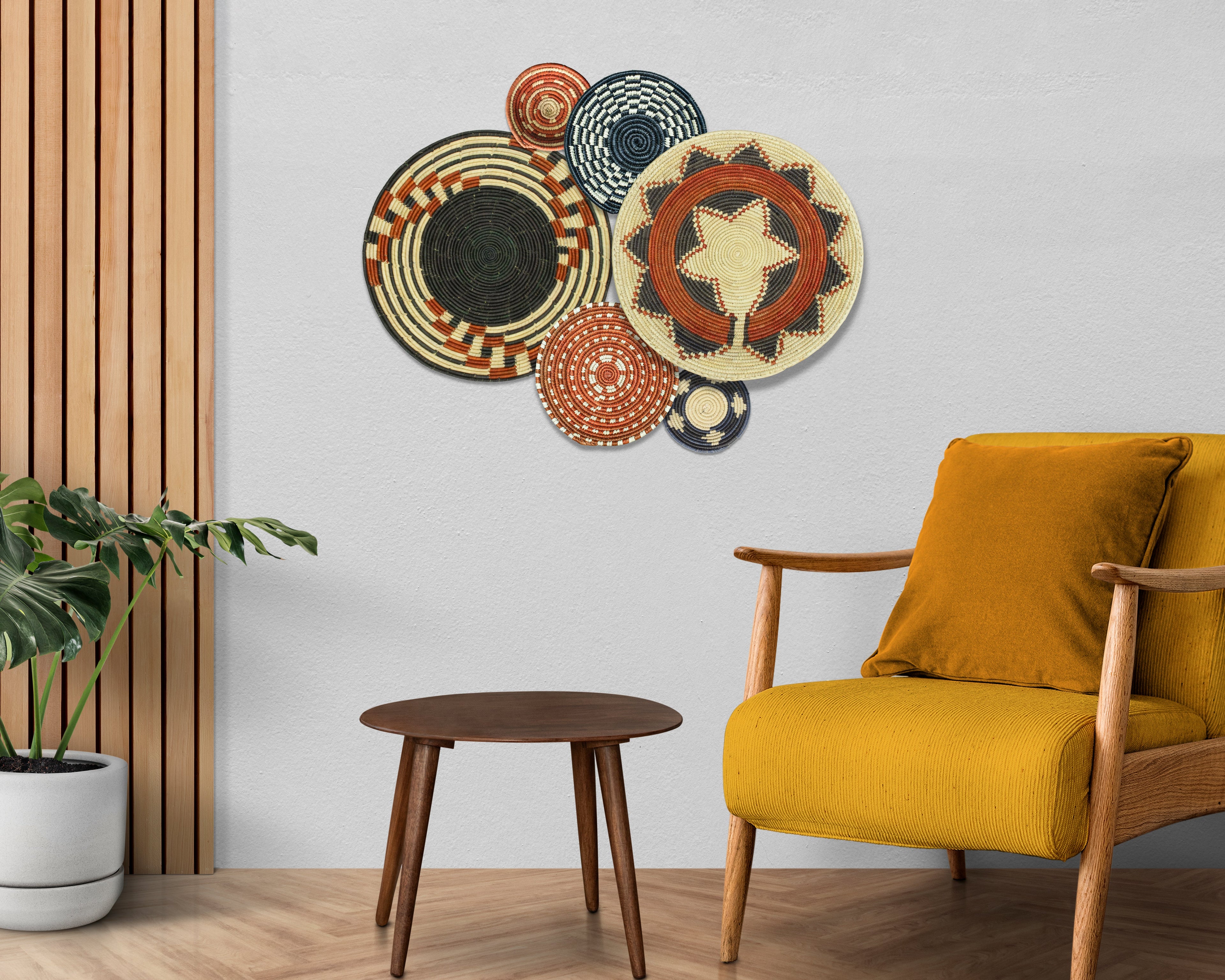 Set of 6 Handwoven wall baskets SET-382-6 N