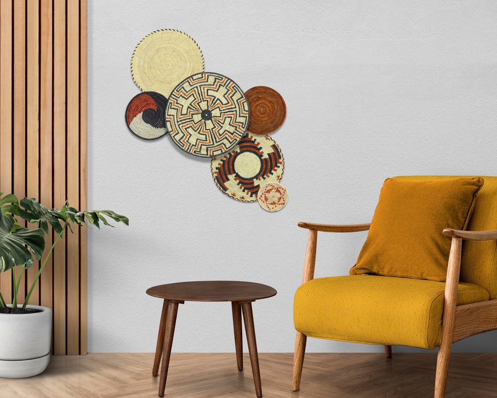 Set of 6 Handwoven wall baskets SET-373-6 N