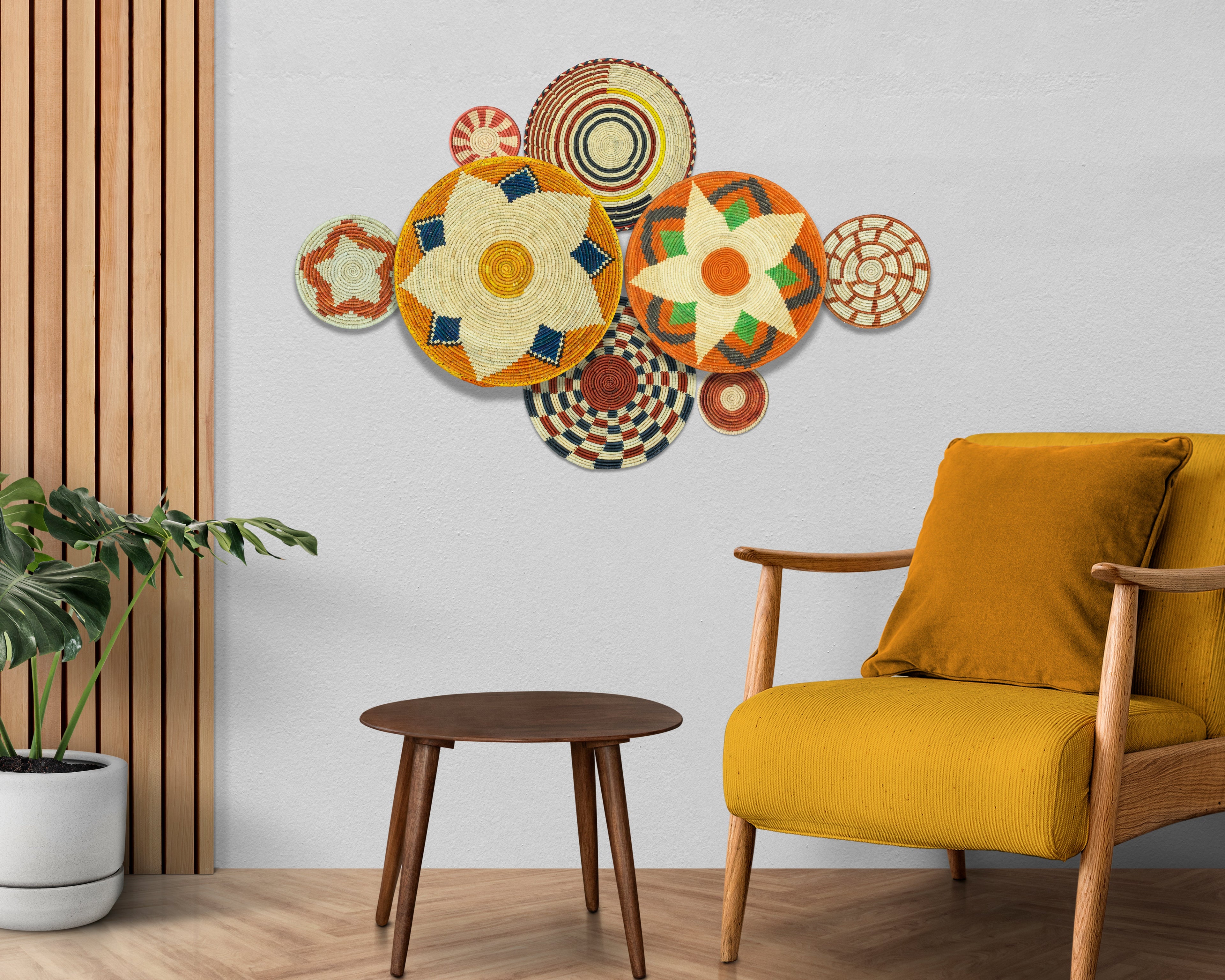 Set of 8 Handwoven wall baskets SET-359-8 N