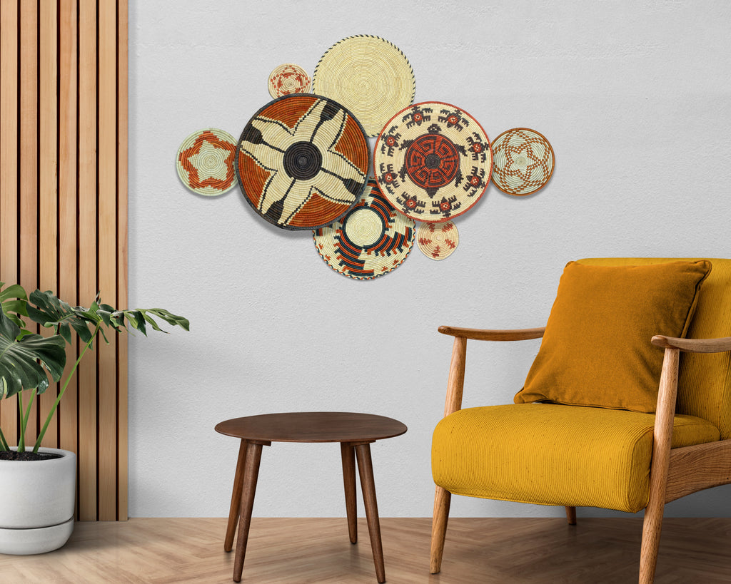 Set of 8 Handwoven wall baskets SET-358-8 N