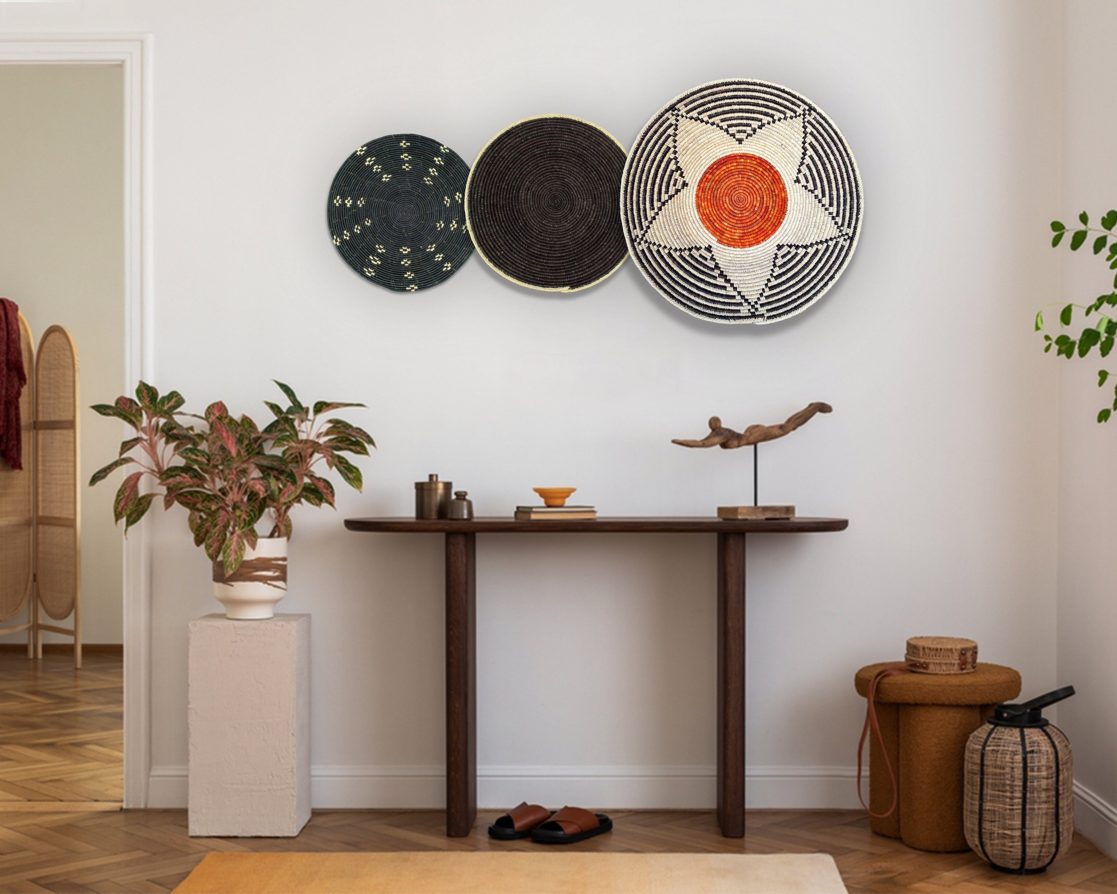 Set of 3 Handwoven wall baskets SET-205-3 N