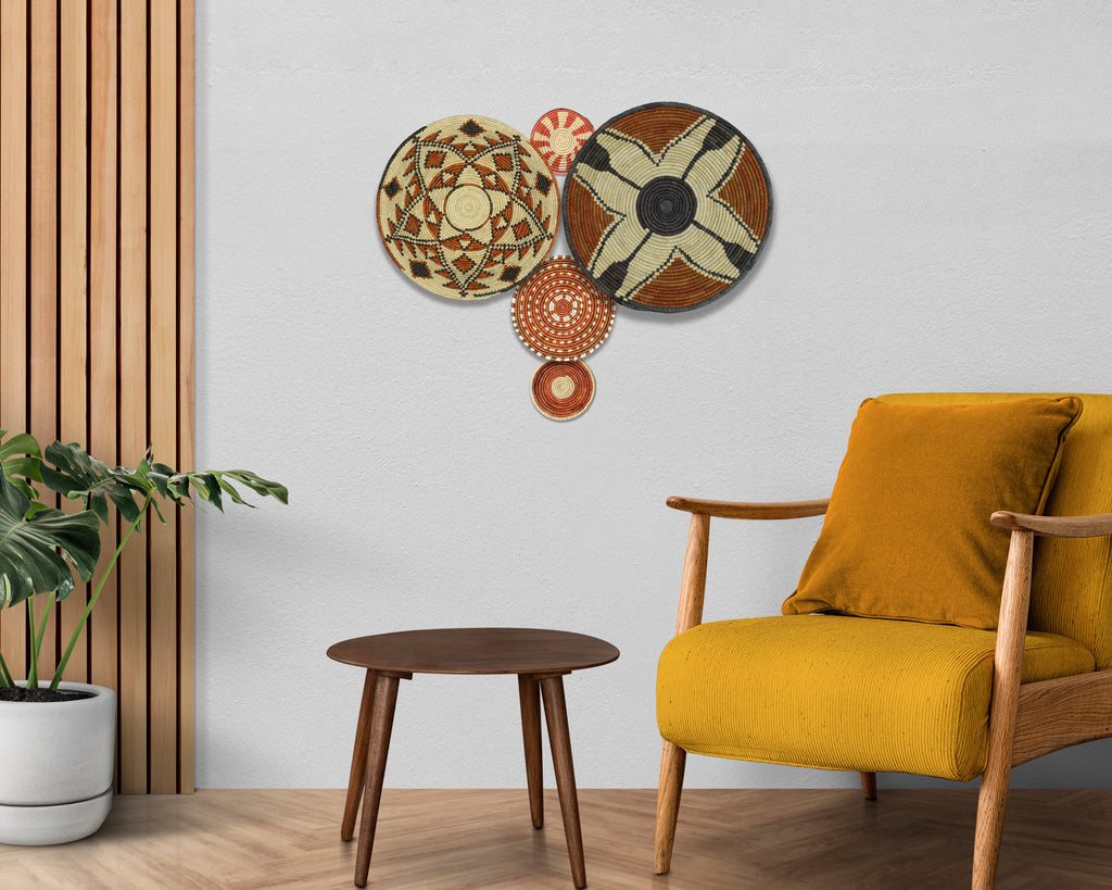 Set of 5 Handwoven wall baskets SET-70-5 N