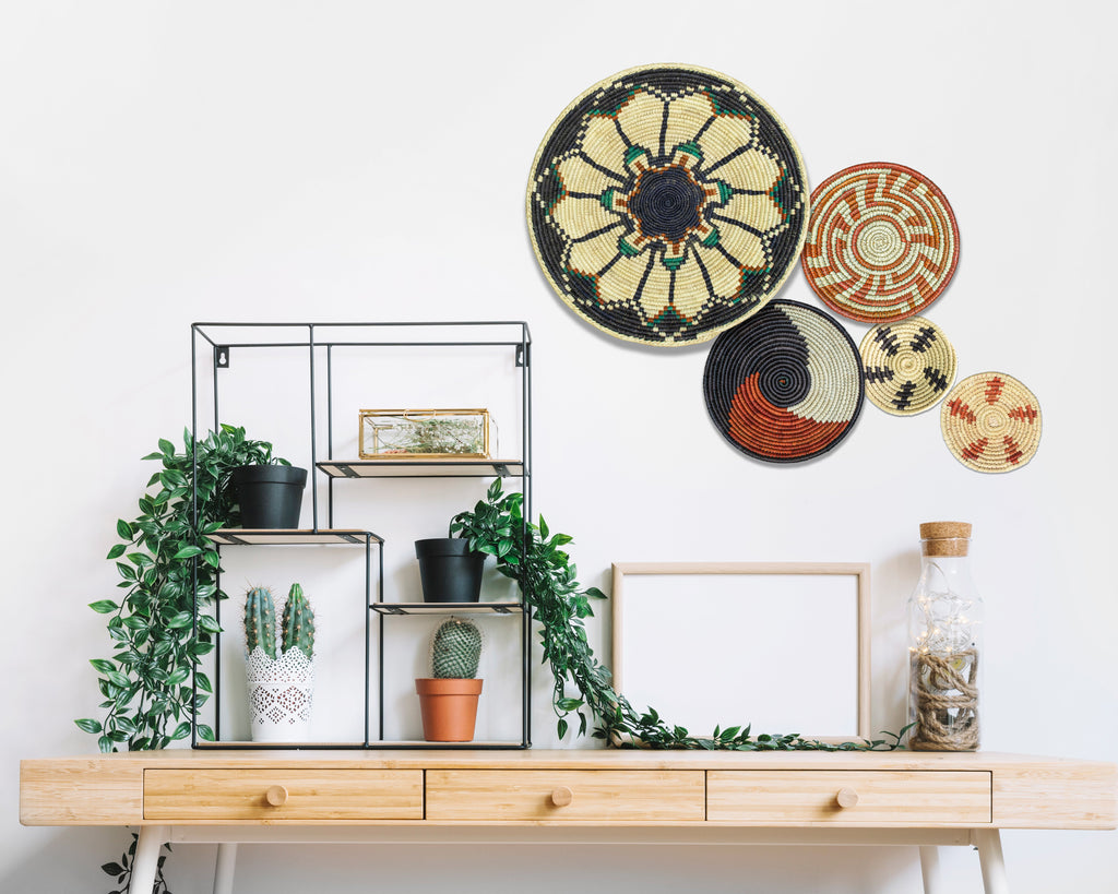 Set of 5 Handwoven wall baskets SET-67-5 N