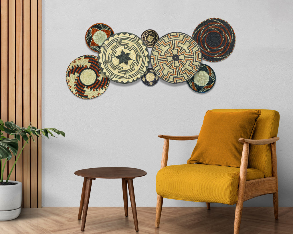 Set of 8 Handwoven wall baskets SET-254-8 N