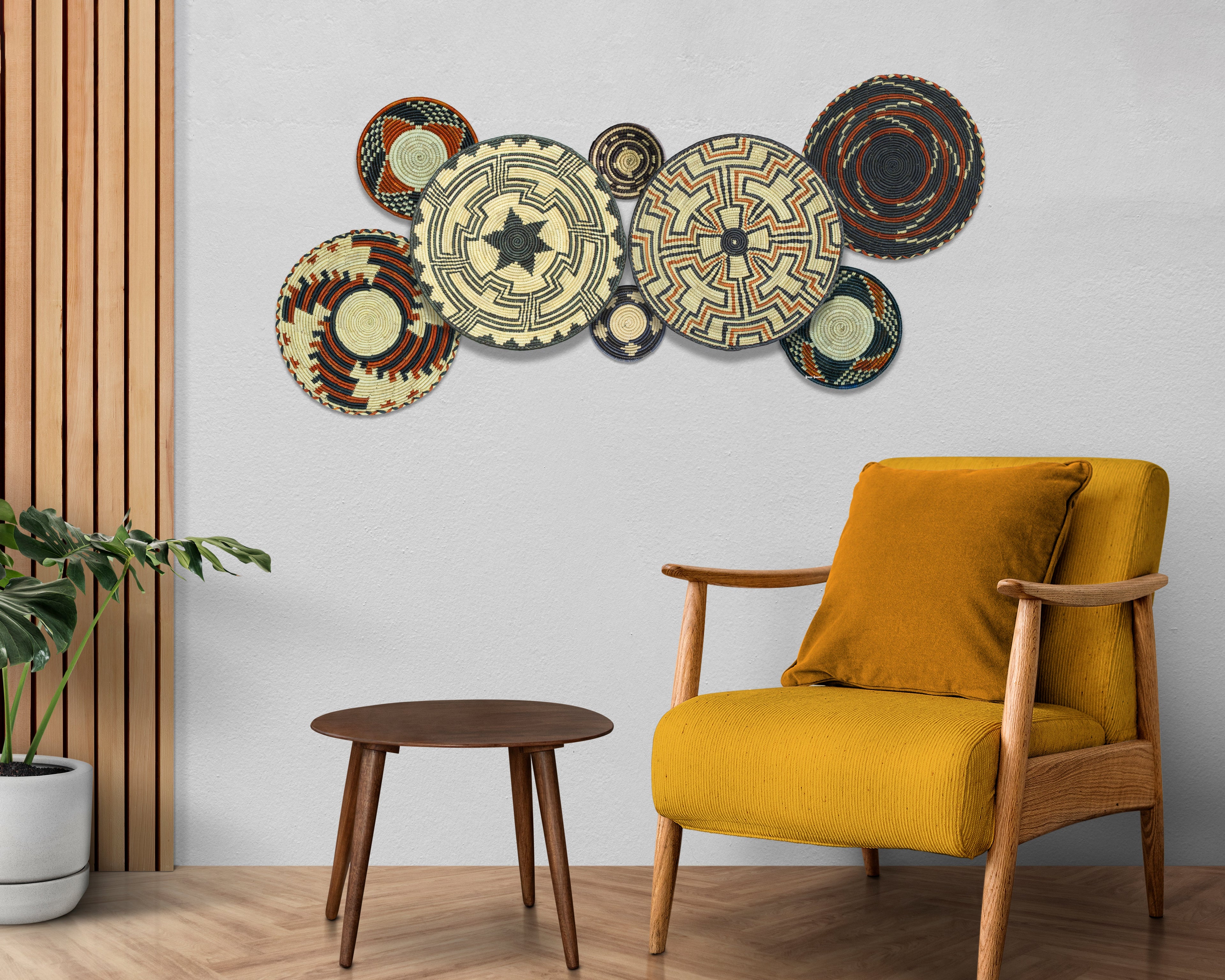 Set of 8 Handwoven wall baskets SET-254-8 N