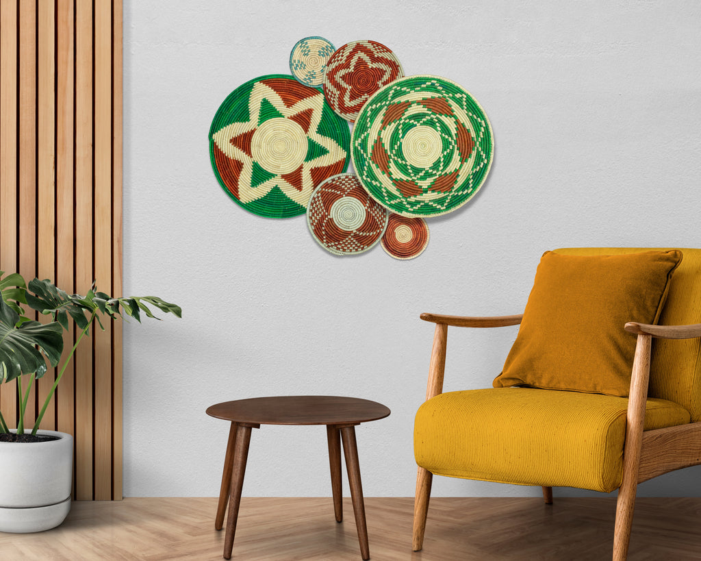 Set of 6 Handwoven wall baskets SET-381-6 N