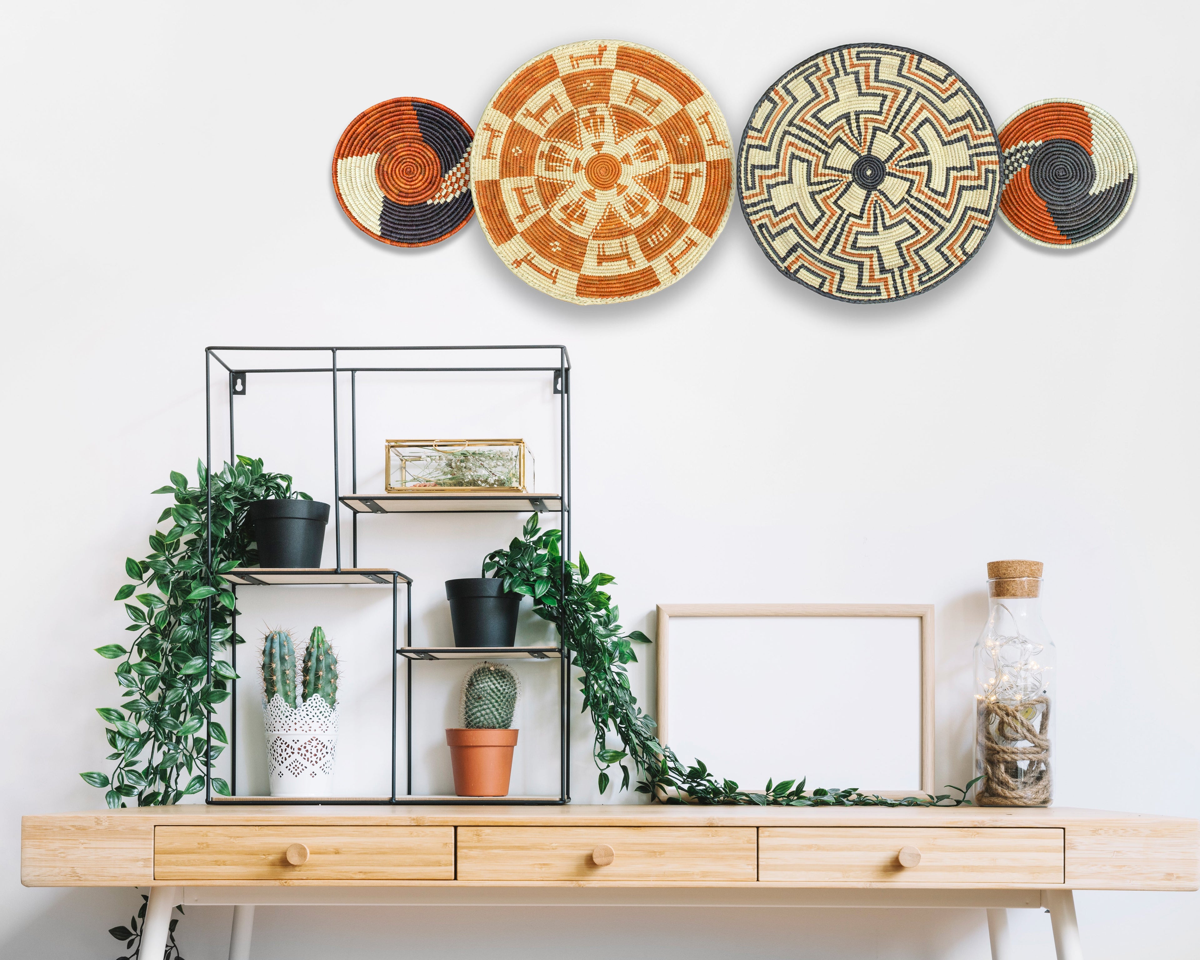 Set of 4 Handwoven wall baskets SET-229-4 N