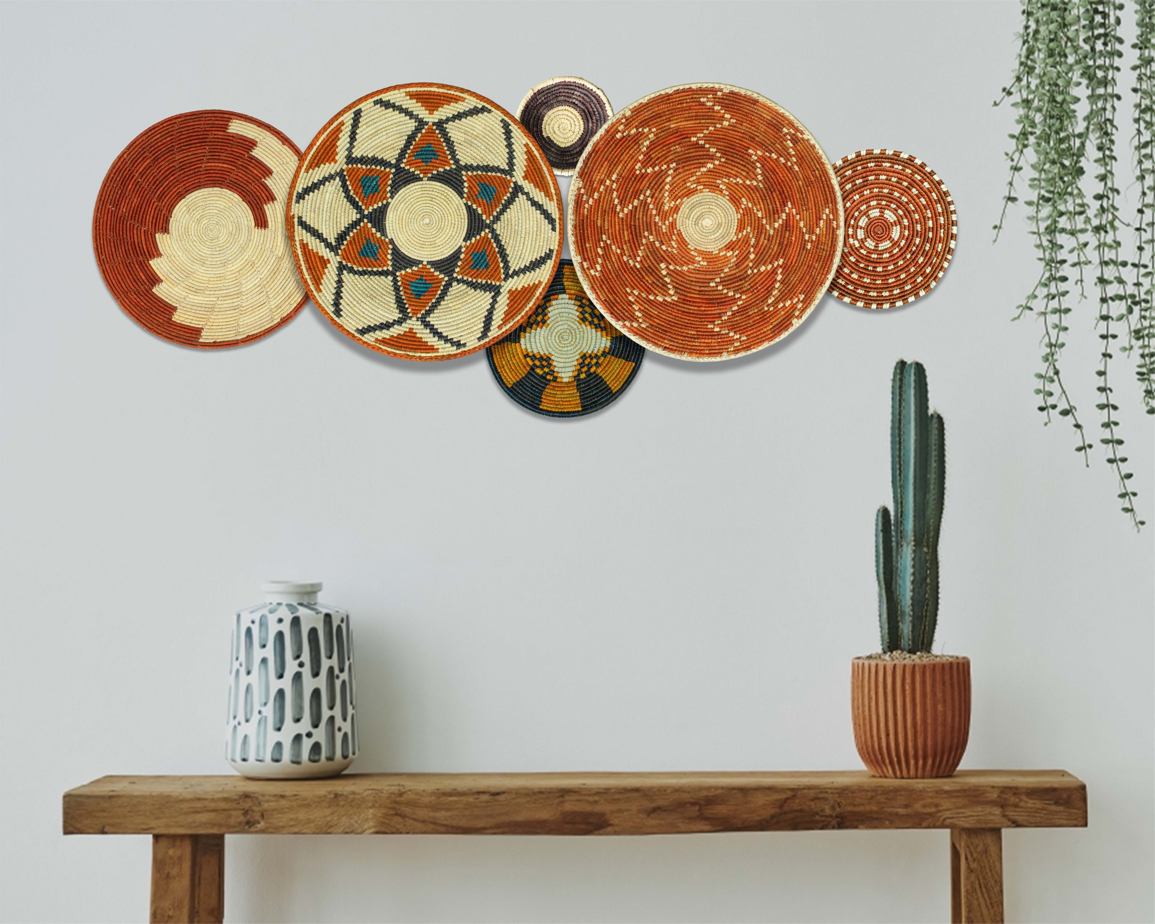 Set of 6 Handwoven wall baskets SET-399-6 N