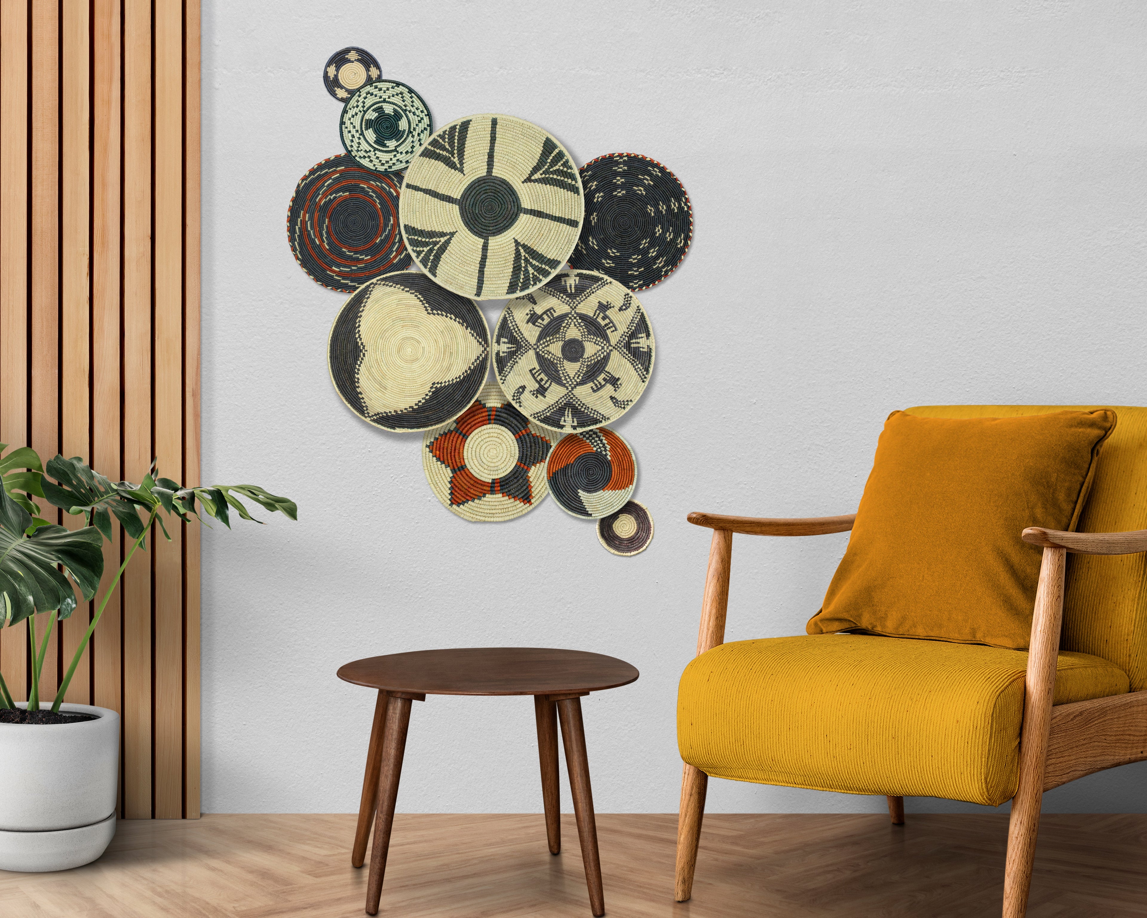 Set of 10 Handwoven wall baskets SET-401-10 N