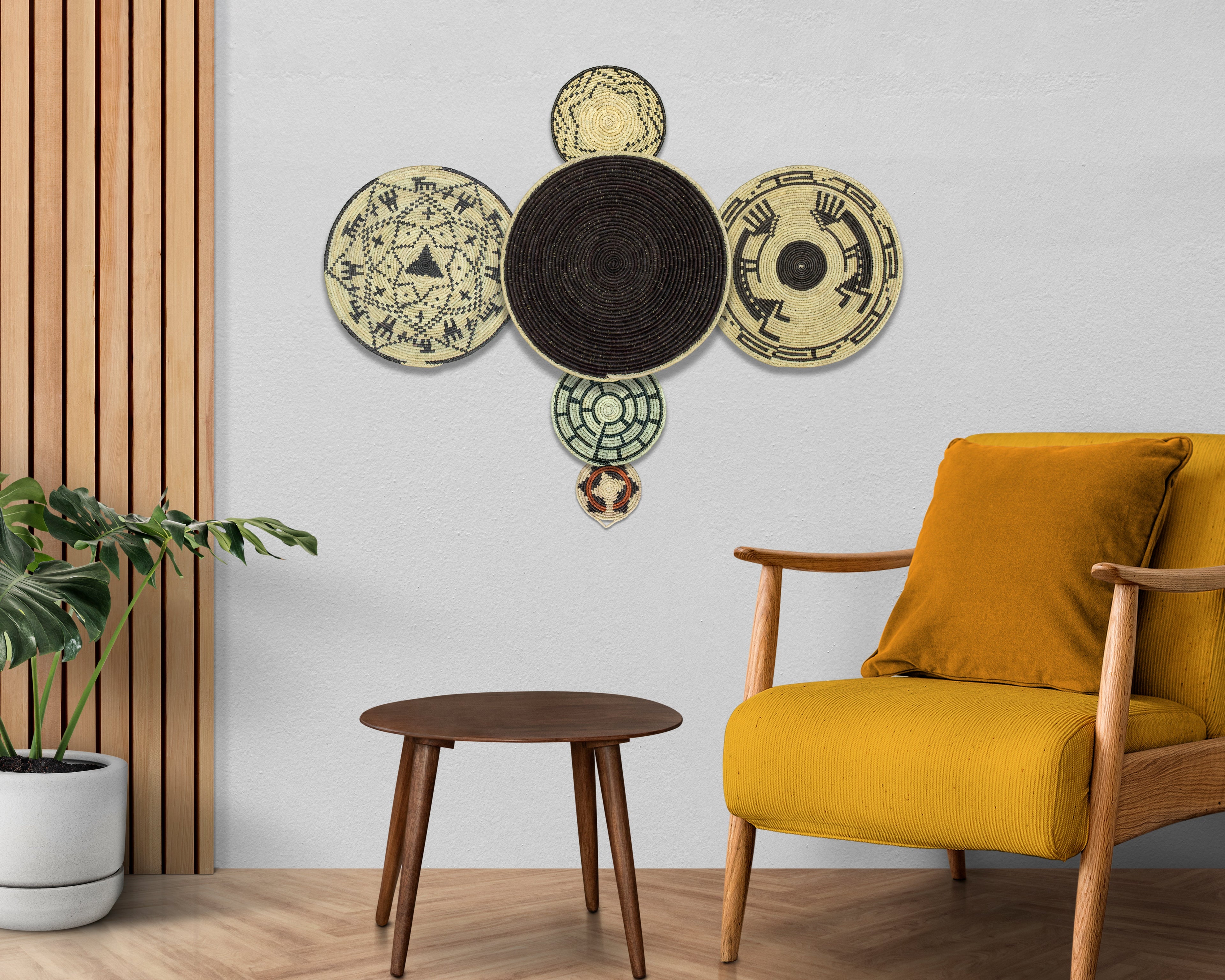 Set of 6 Handwoven wall baskets SET-296-6 N