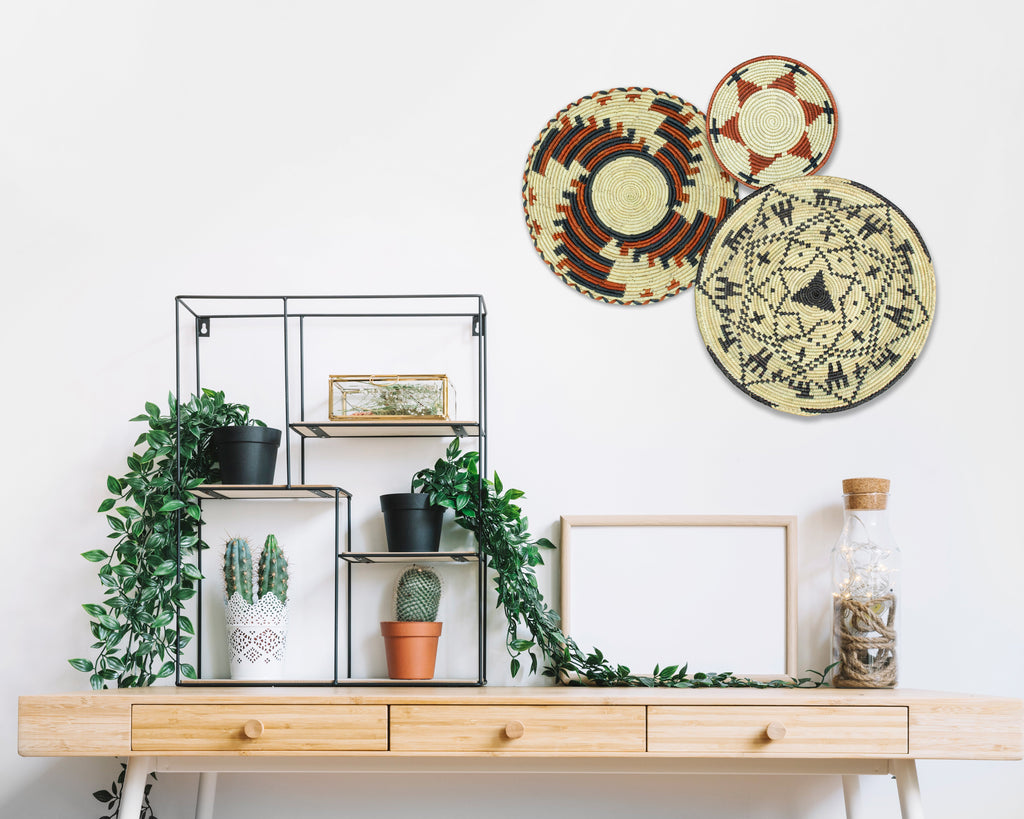 Set of 3 Handwoven wall baskets SET-212-3 N