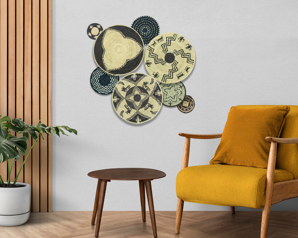 Set of 8 Handwoven wall baskets SET-366-8 N