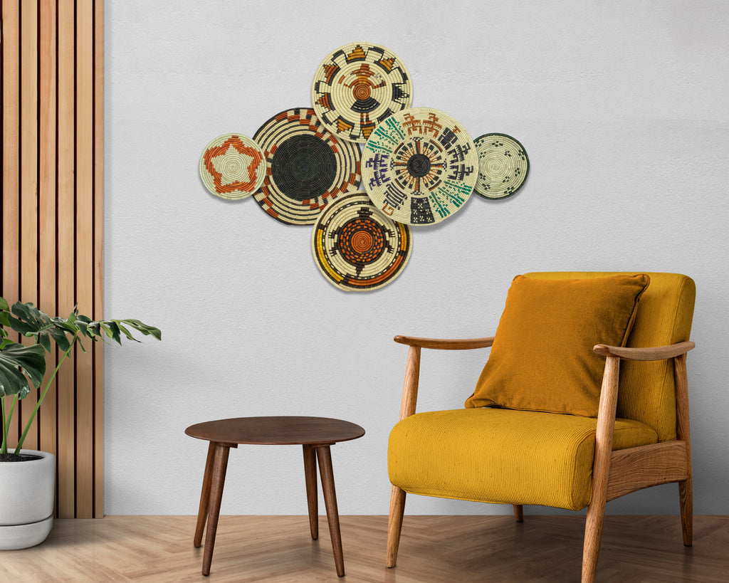 Set of 6 Handwoven wall baskets SET-279-6 N