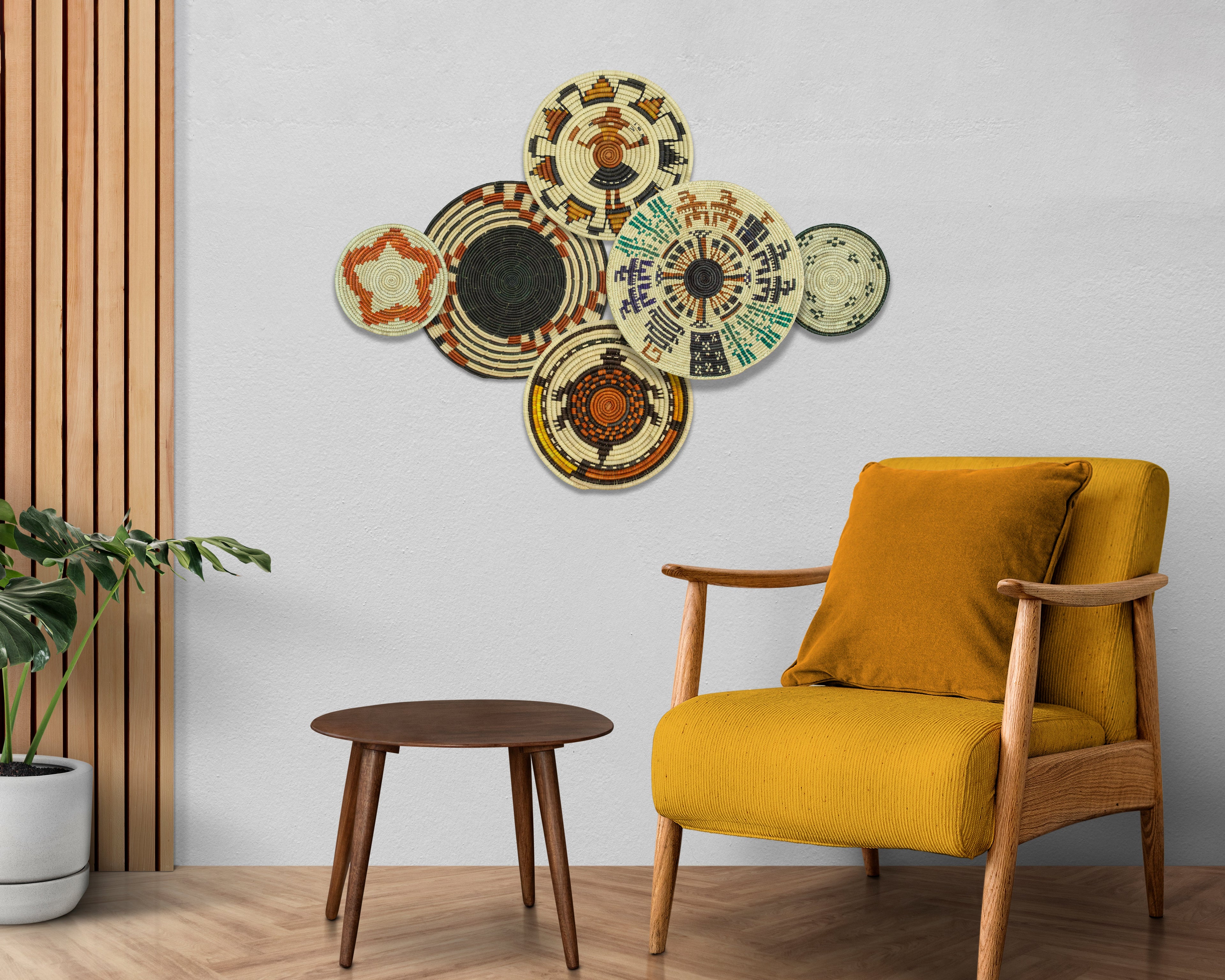 Set of 6 Handwoven wall baskets SET-279-6 N