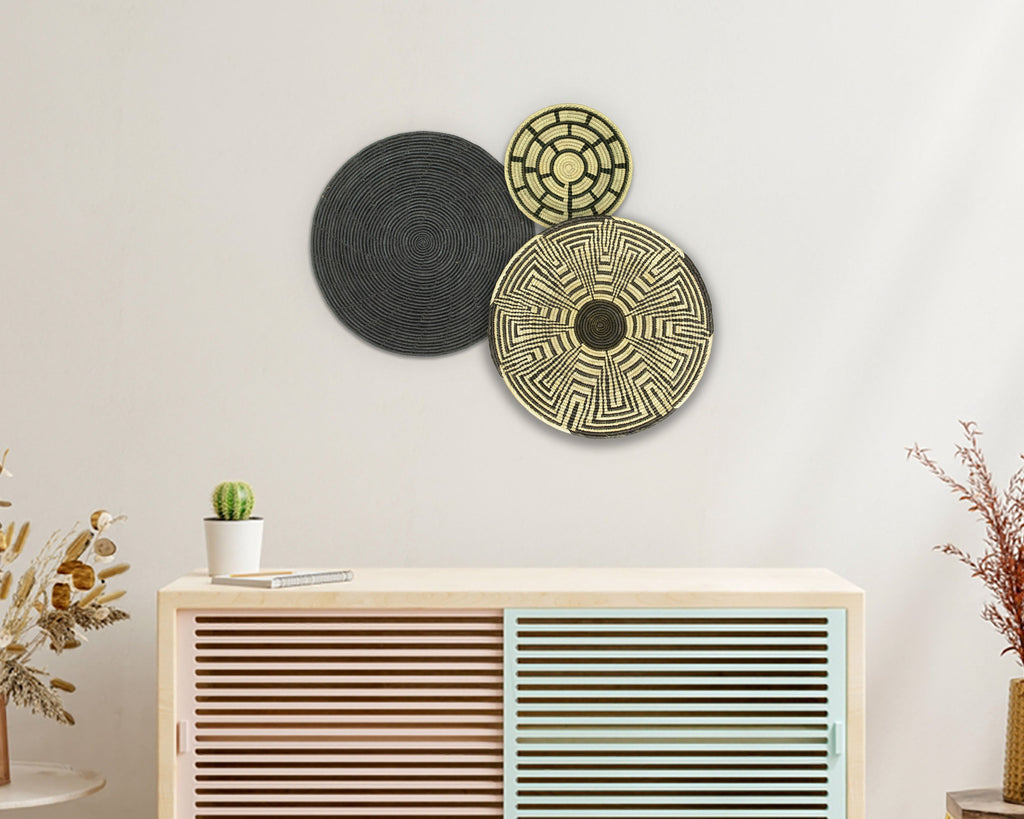 Set of 3 Handwoven wall baskets SET-207-3 N