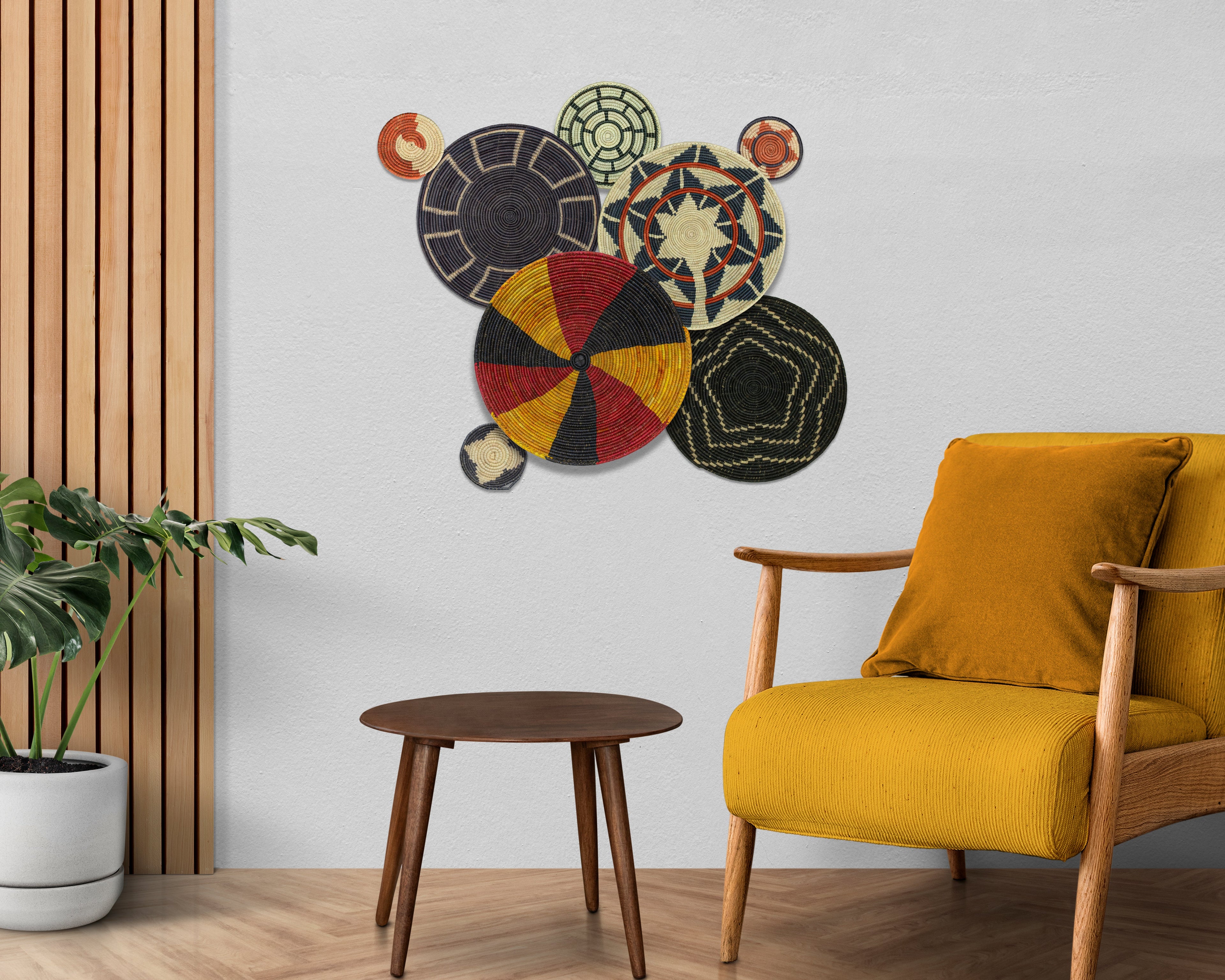 Set of 8 Handwoven wall baskets SET-335-8 N