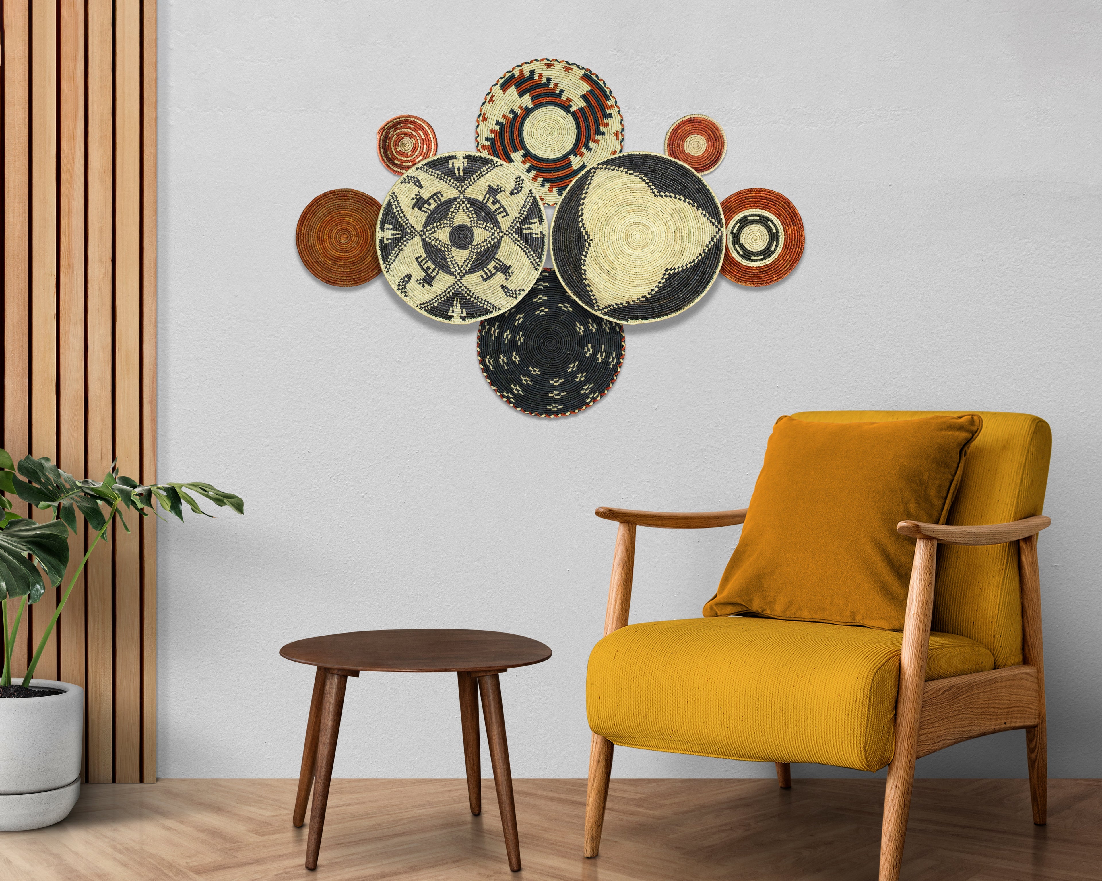 Set of 8 Handwoven wall baskets SET-249-8 N