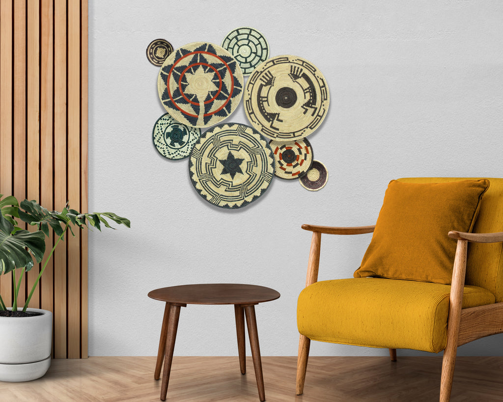 Set of 8 Handwoven wall baskets SET-365-8 N