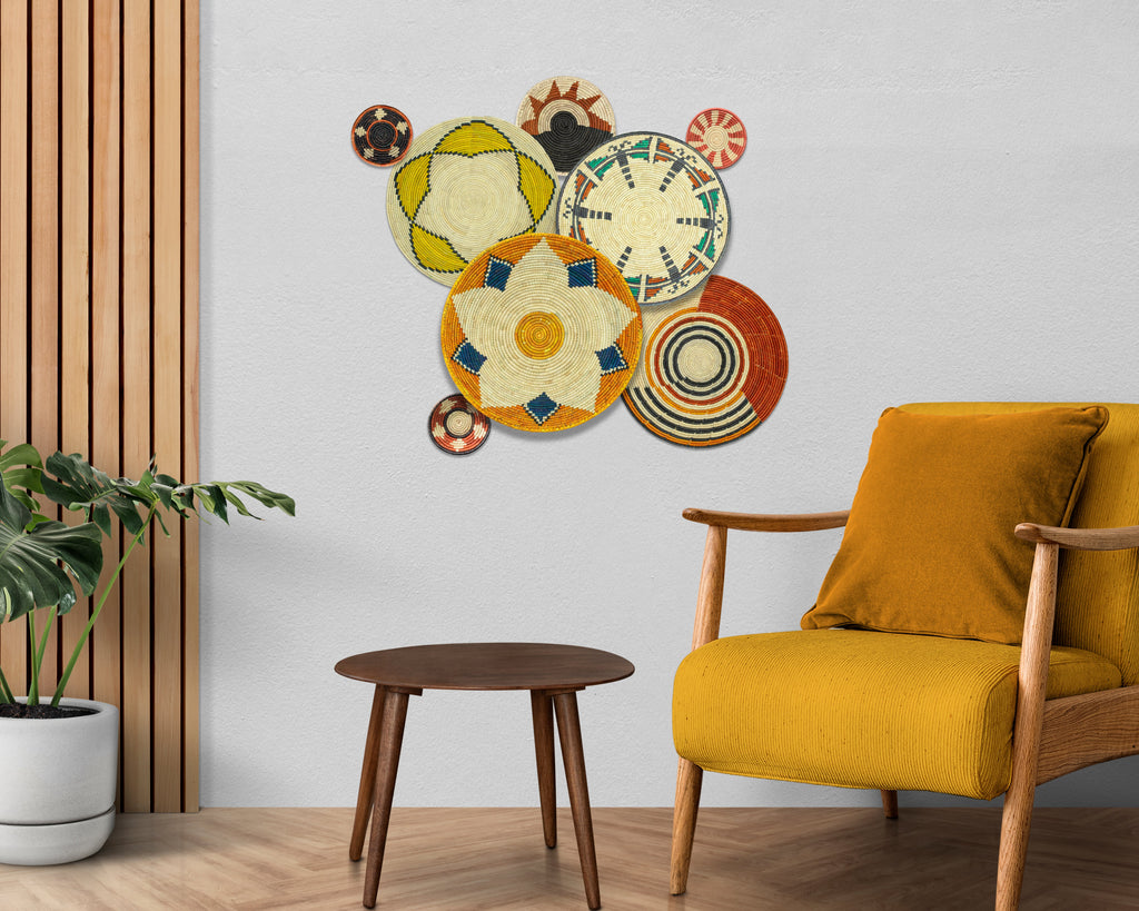 Set of 8 Handwoven wall baskets SET-334-8 N