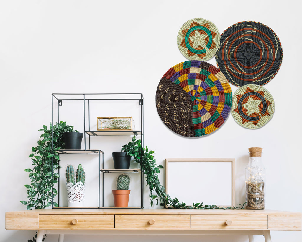 Set of 4 Handwoven wall baskets SET-238-4 N