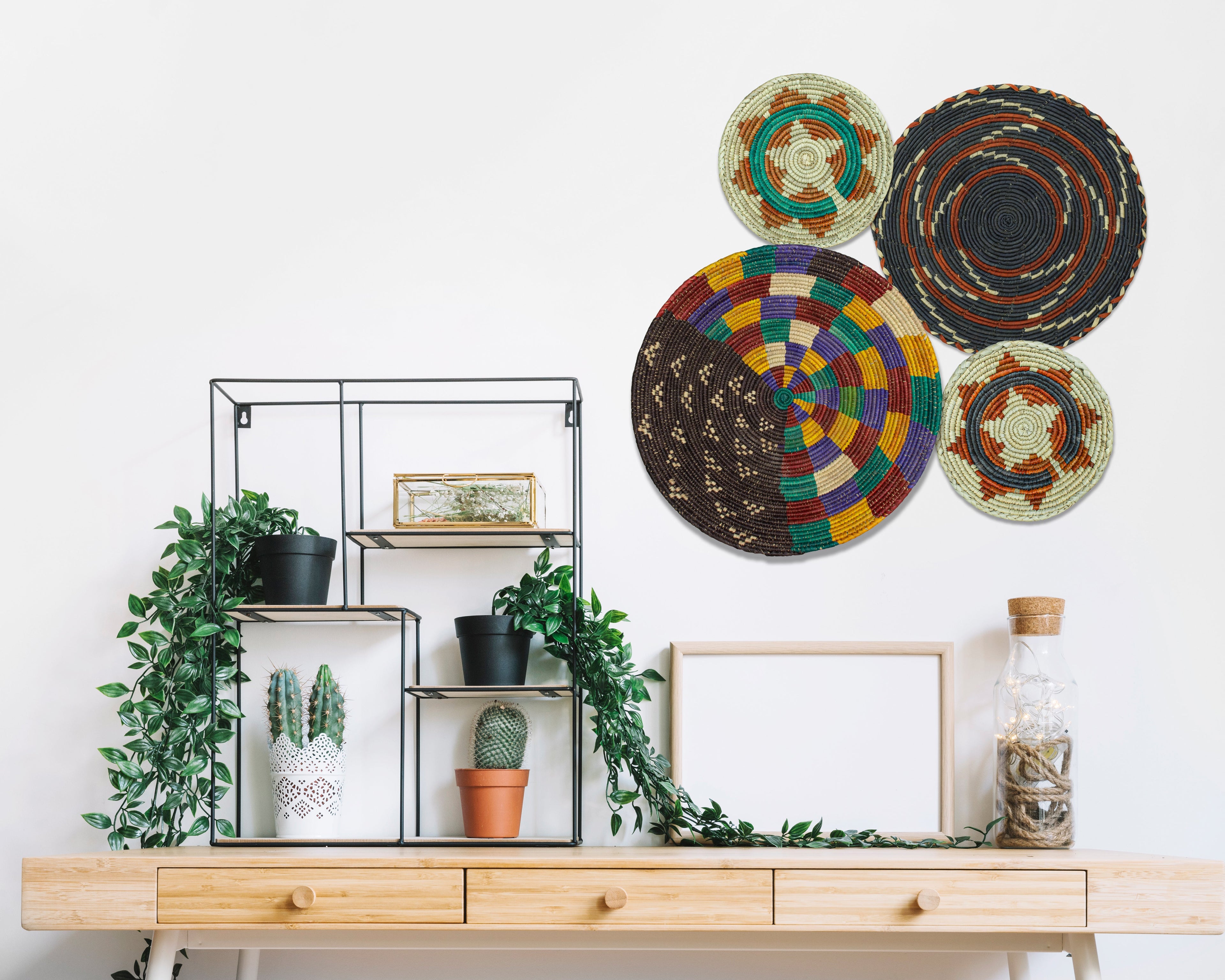 Set of 4 Handwoven wall baskets SET-238-4 N