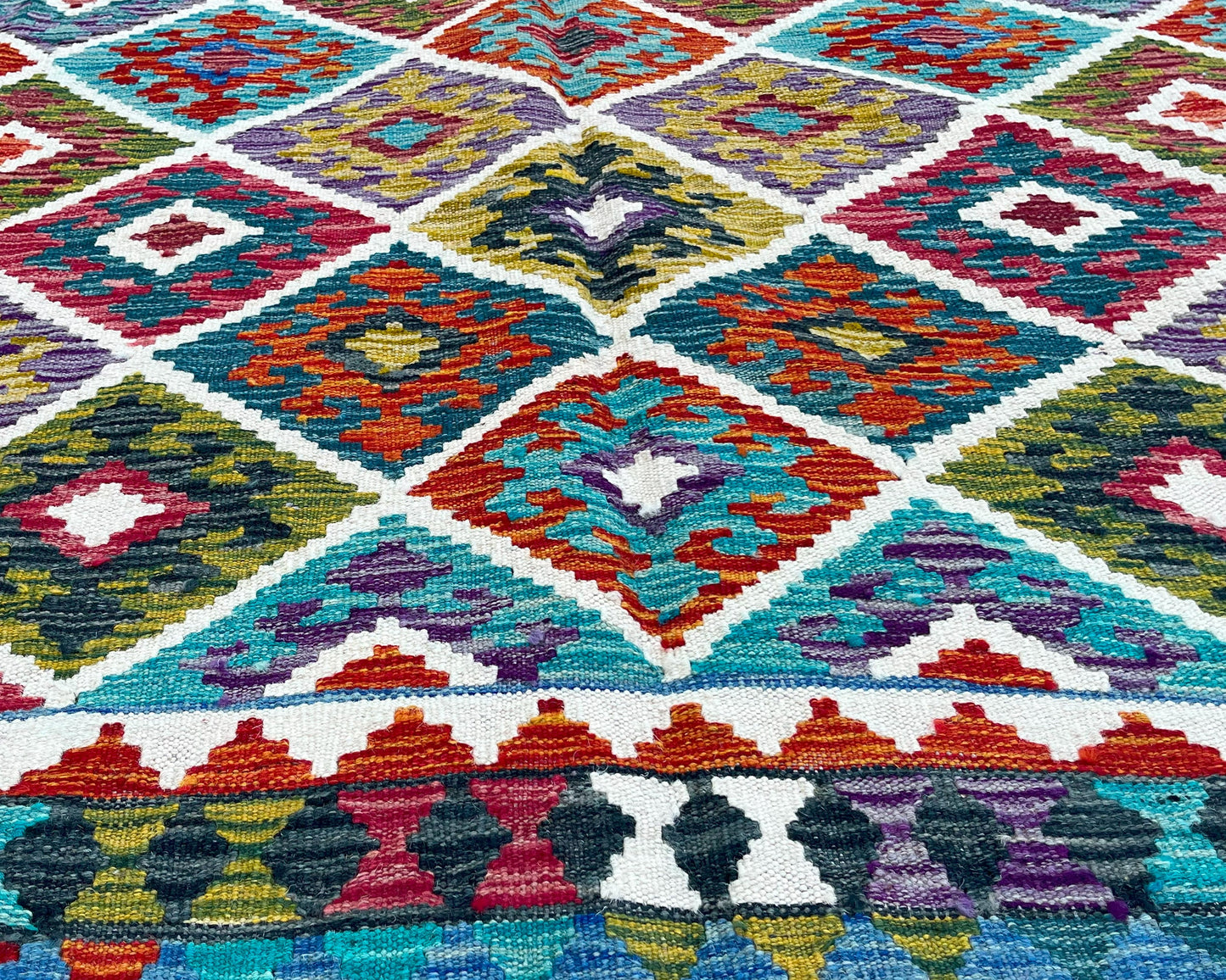 Afghan Chobi Wool Kilim - 10x7 ft KL-186-70