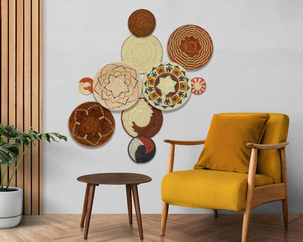 Set of 10 Handwoven wall baskets SET-407-10 N