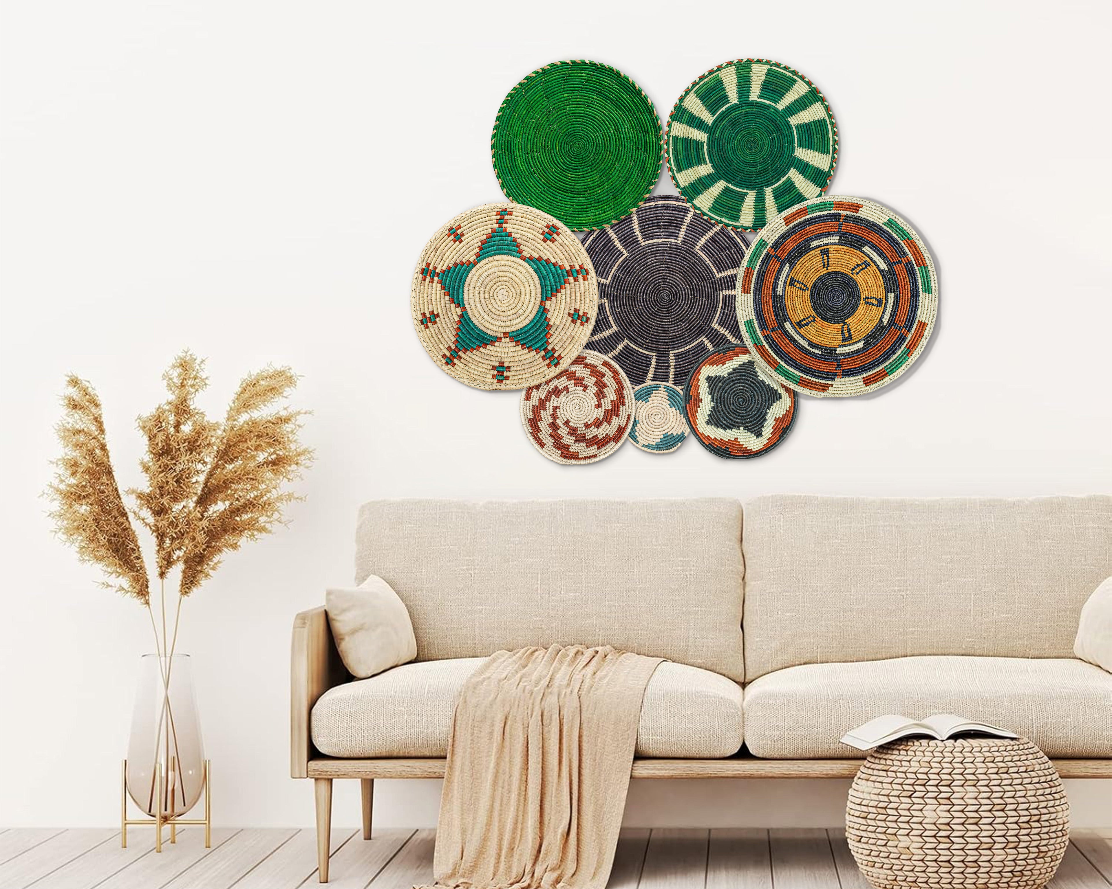 Set of 8 Handwoven wall baskets SET-356-8 N