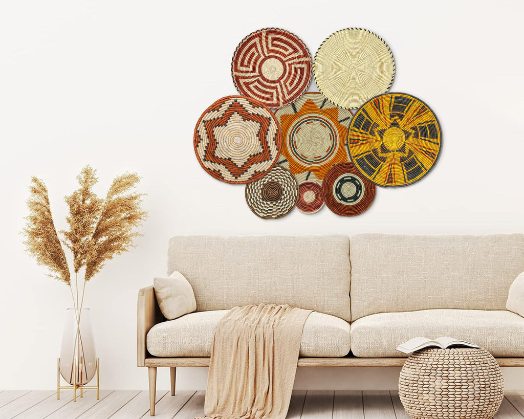 Set of 8 Handwoven wall baskets SET-354-8 N