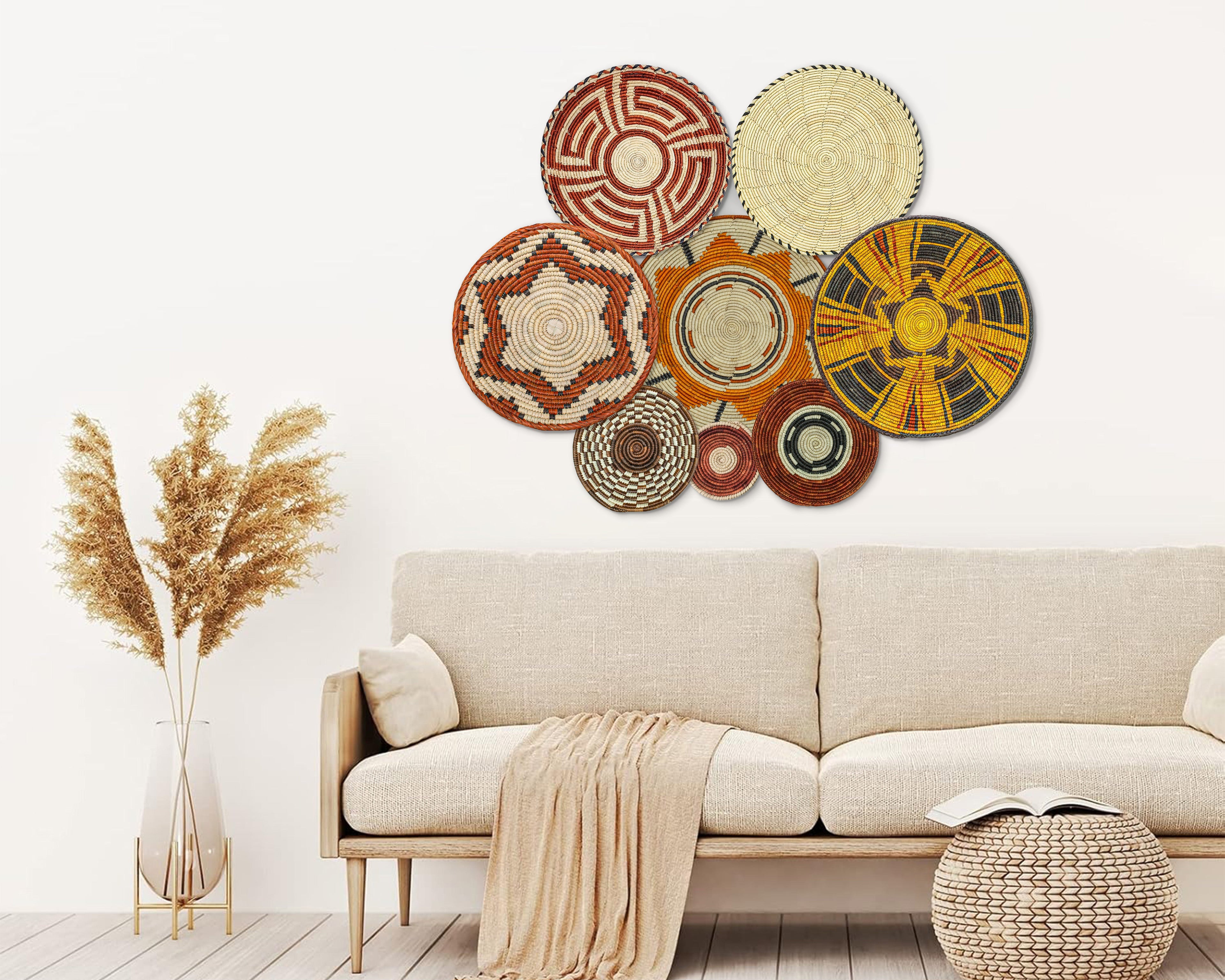 Set of 8 Handwoven wall baskets SET-354-8 N