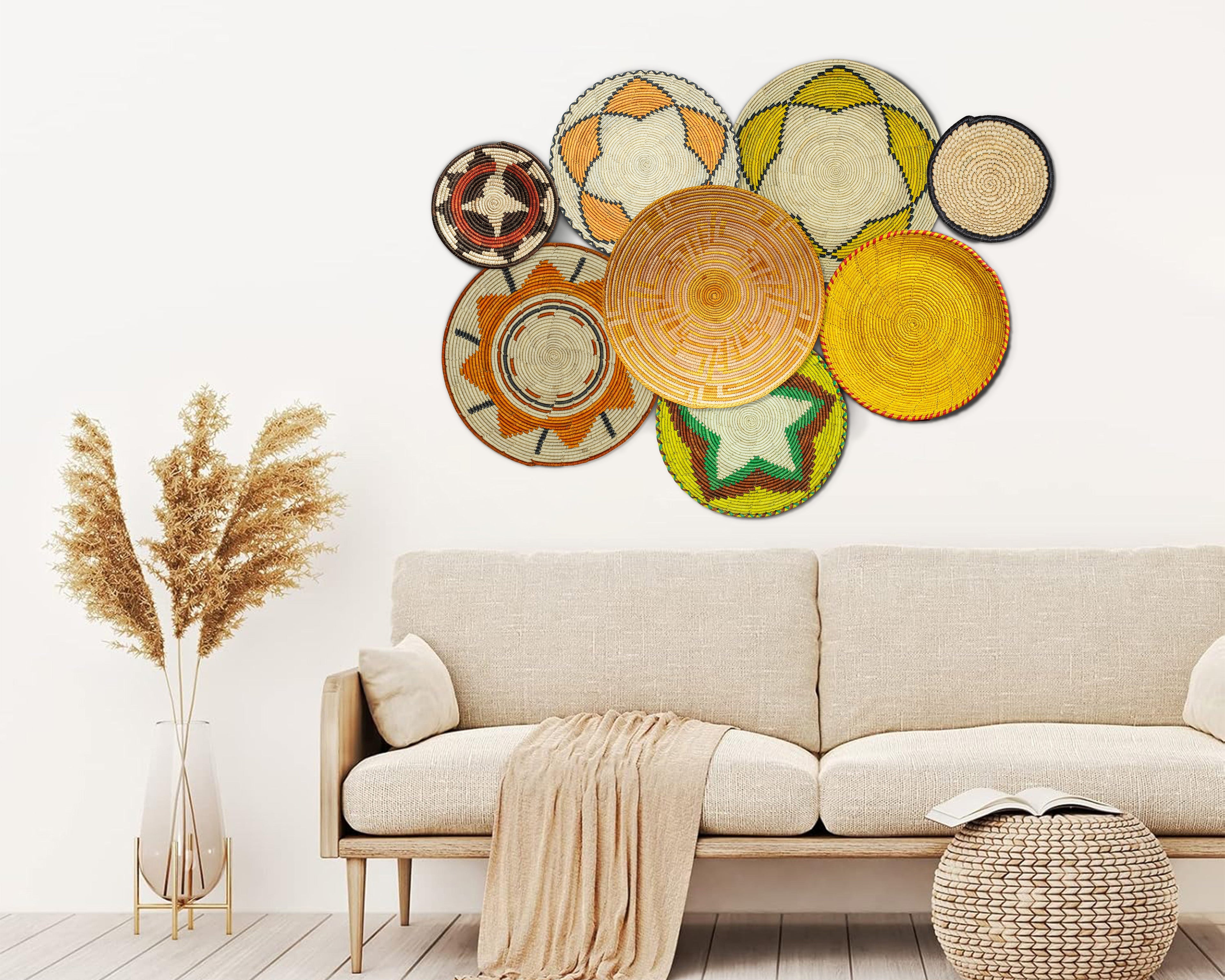 Set of 8 Handwoven wall baskets SET-343-8 N