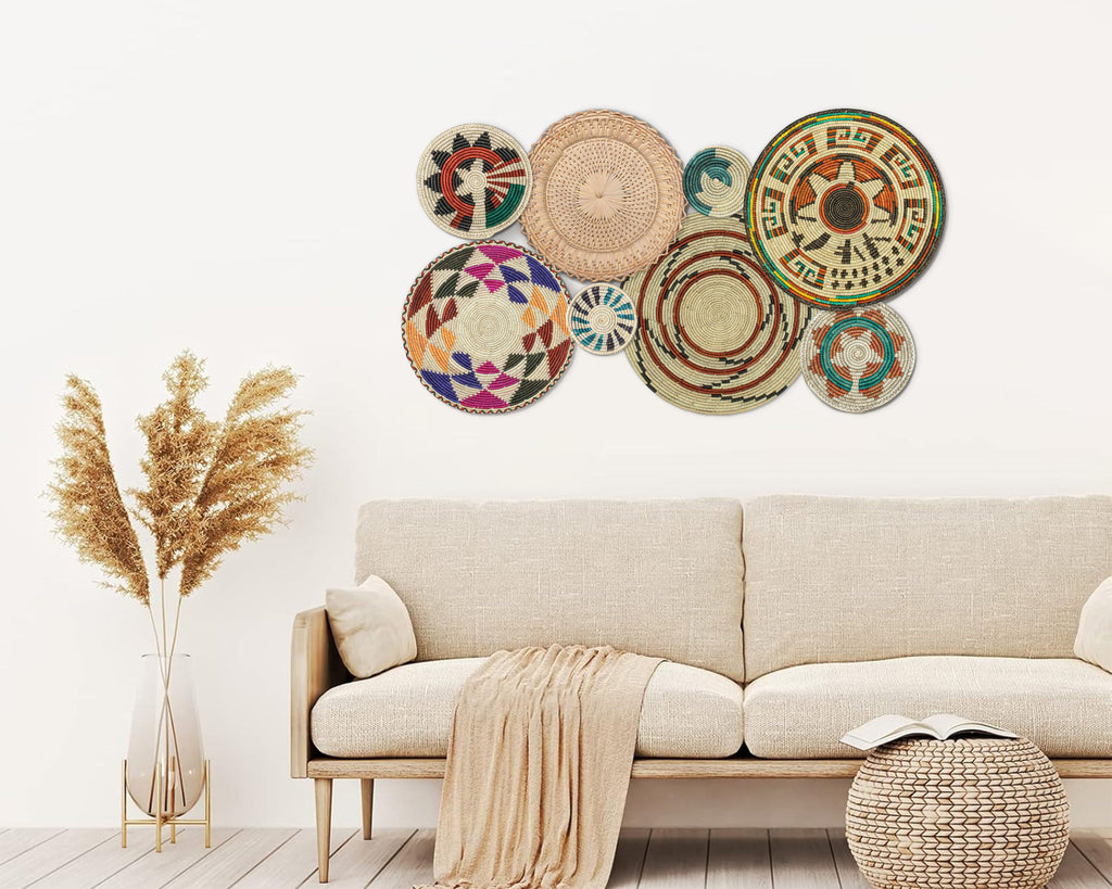 Set of 8 Handwoven wall baskets SET-242-8 N